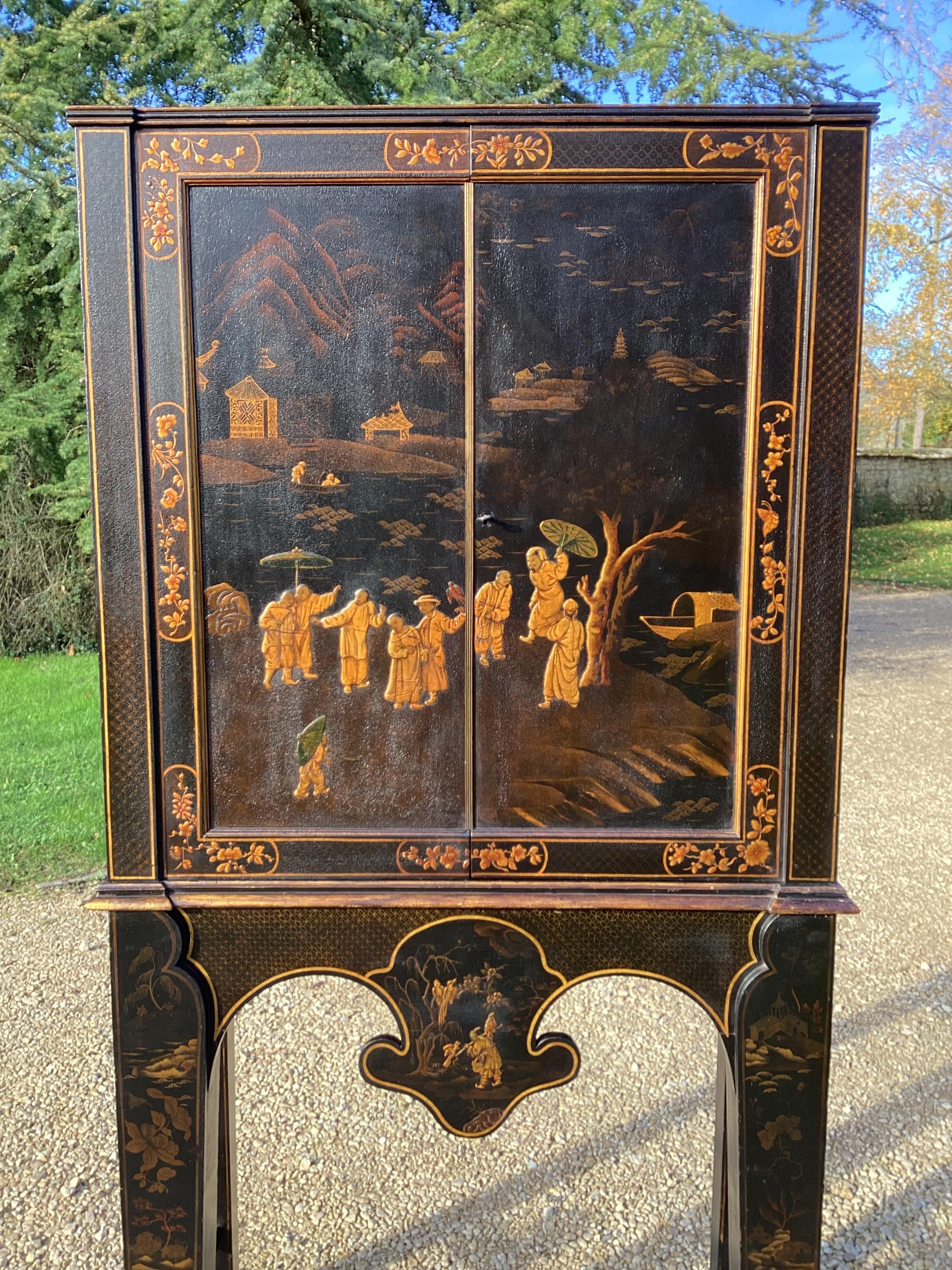English Regency Chinoiserie Cabinet on Stand For Sale