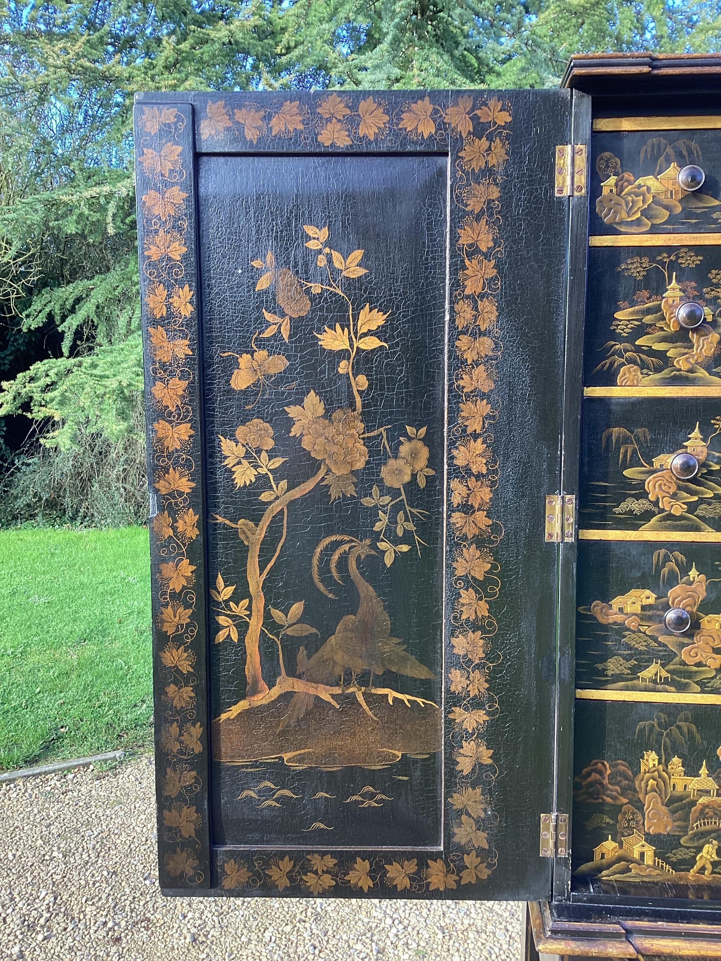 Softwood Regency Chinoiserie Cabinet on Stand For Sale