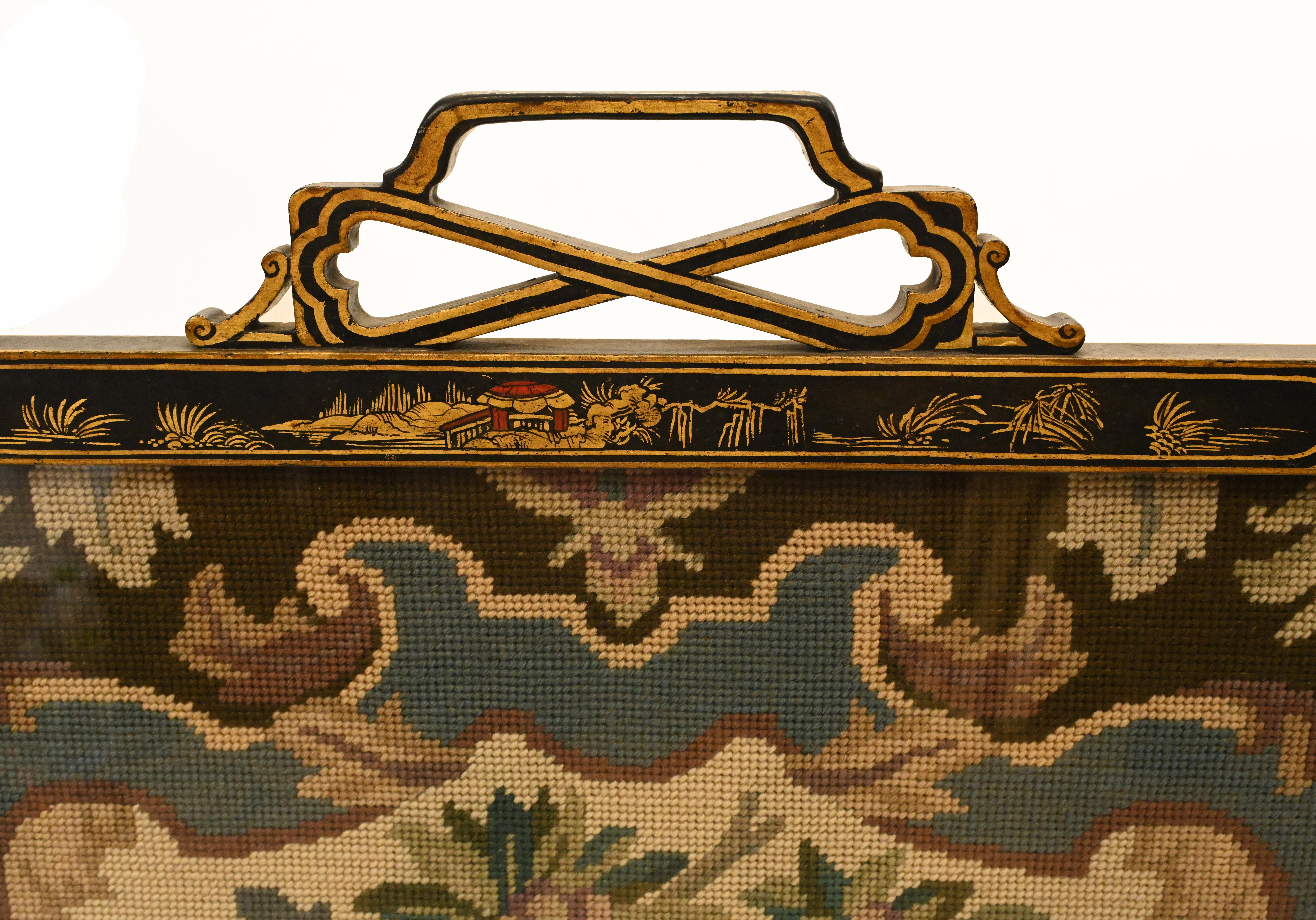 Pare-étincelles en laque de style Régence chinoiseries, 1840 Bon état - En vente à Potters Bar, GB