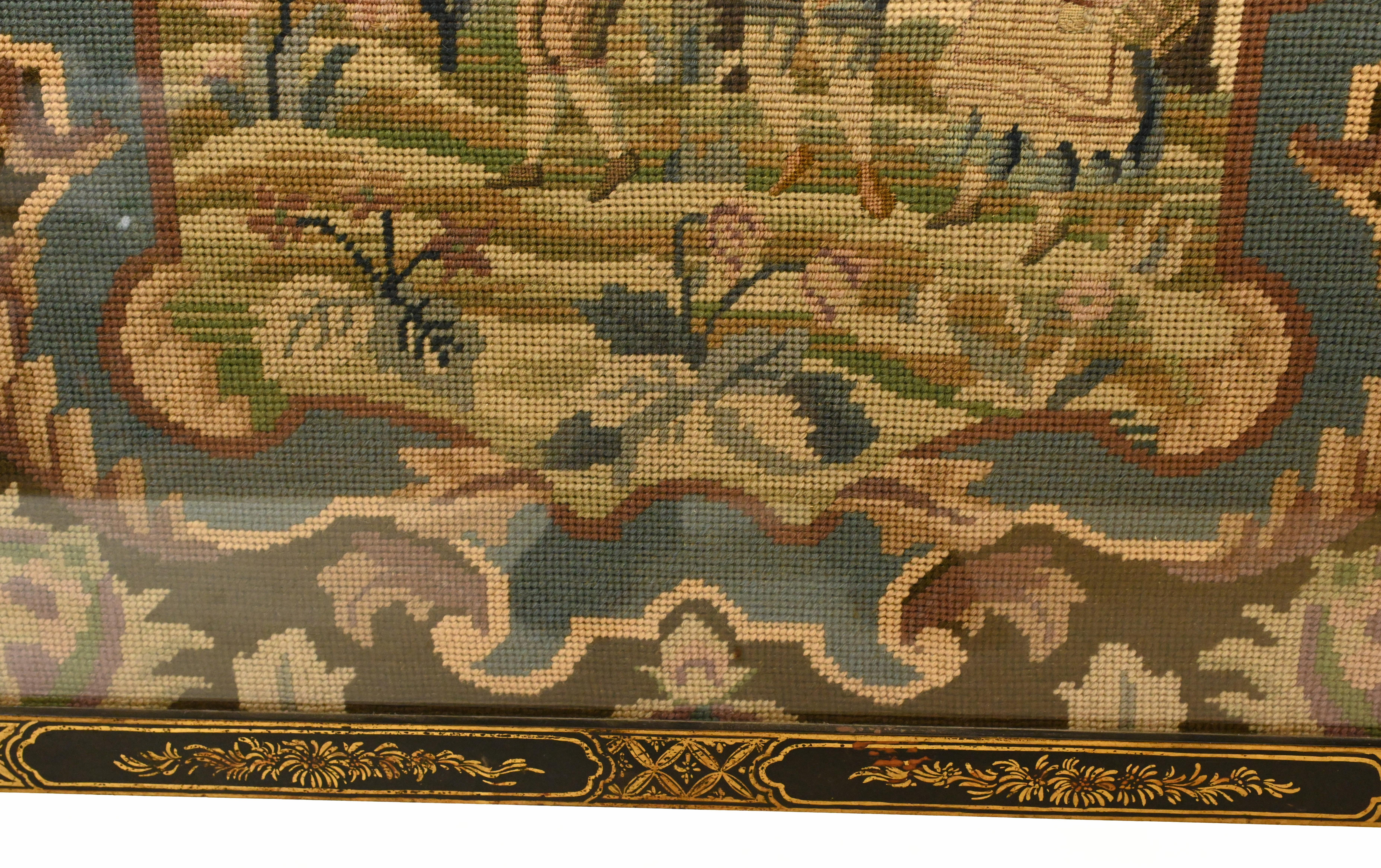 Regency Chinoiserie Lacquer Screen Tapestry Guard, 1840 For Sale 2