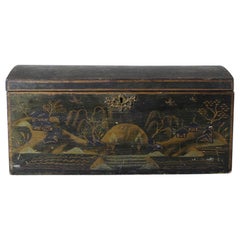 Antique Regency Chinoiserie Original Painted Table Top Box