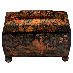 Regency Chinoiserie Penwork Tea Caddy