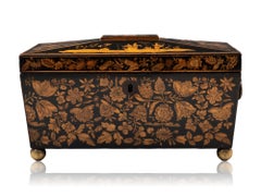 Cassettone da tè Regency Chinoiserie Penwork