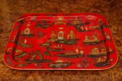 Regency Chinoiserie Scarlet Papier Mâché Tray English, circa 1820 In Stock