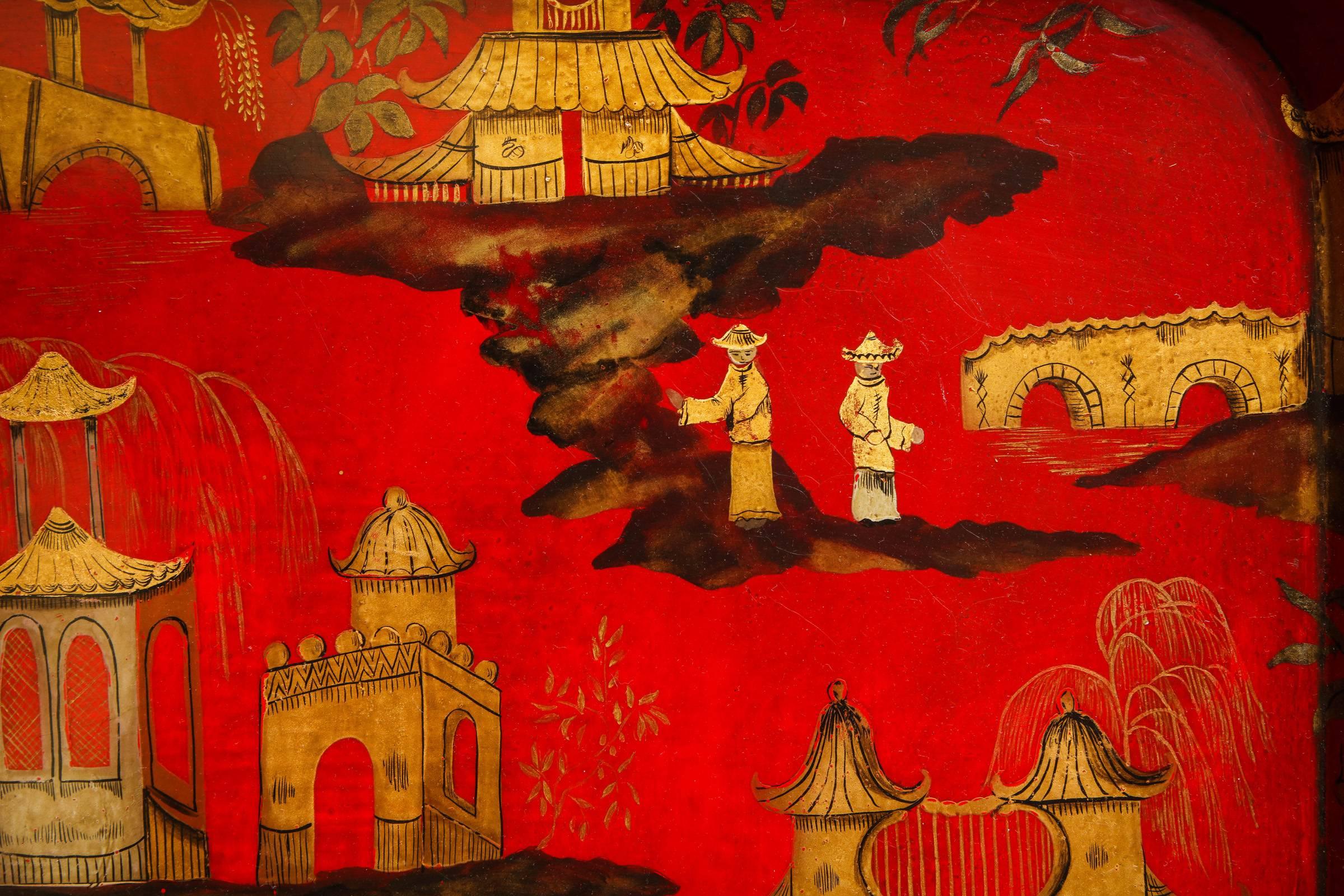 Regency Chinoiserie Scarlet Papier Mâché Tray English, circa 1820 In Stock For Sale 2