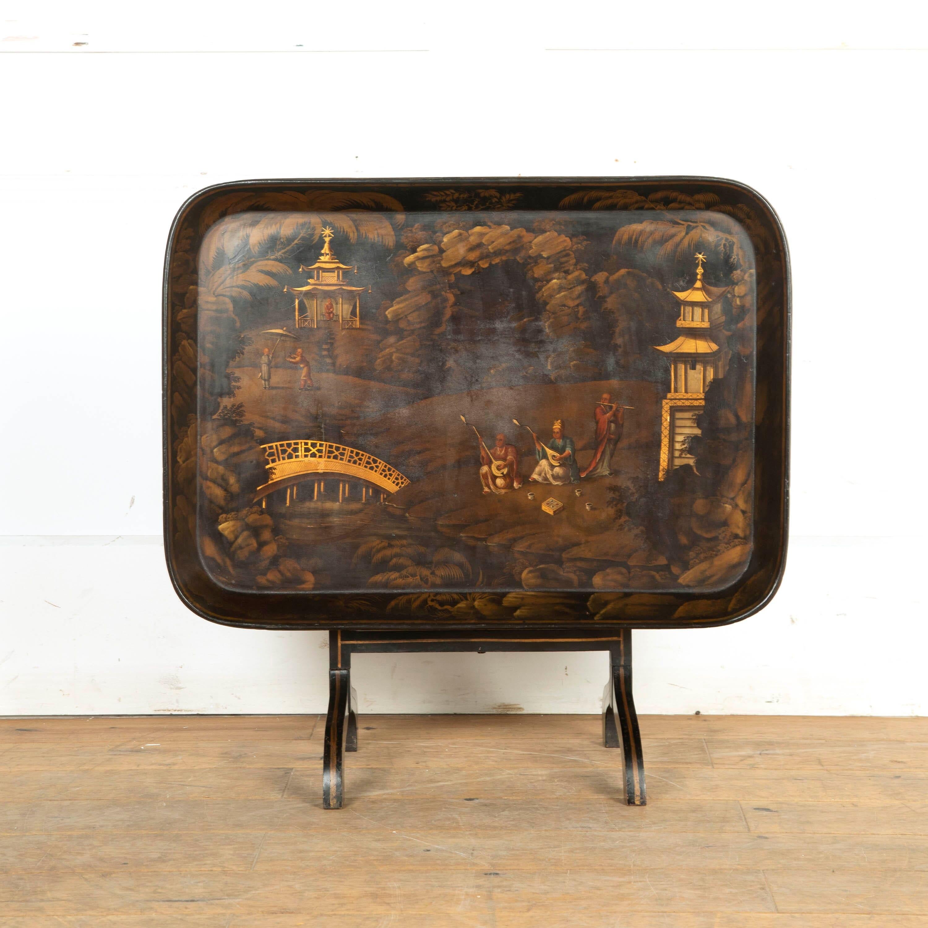 Early 19th Century Regency Chinoiserie Tray on Stand For Sale