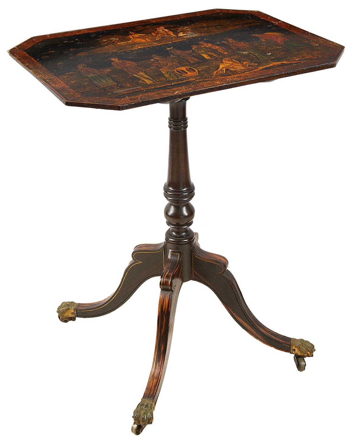 English Regency Chinoserie Lacquer Lamp Table, circa 1820 For Sale