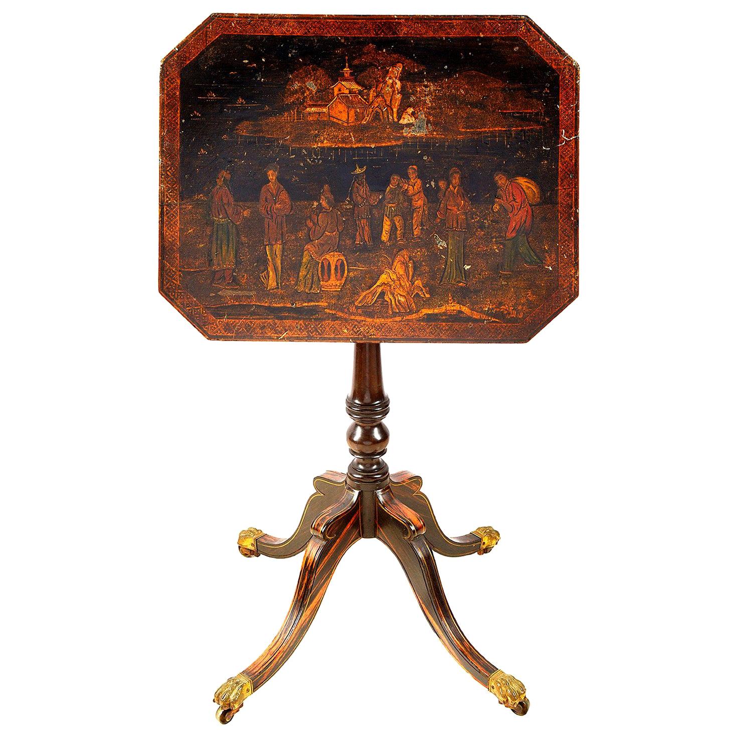 Regency Chinoserie Lacquer Lamp Table, circa 1820 For Sale