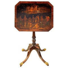 Table de lampe en laque Chinoserie de style Régence, vers 1820