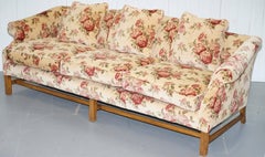 Regency Chippendale Style Camel Back Humpback Floral Upholstery Large Sofa