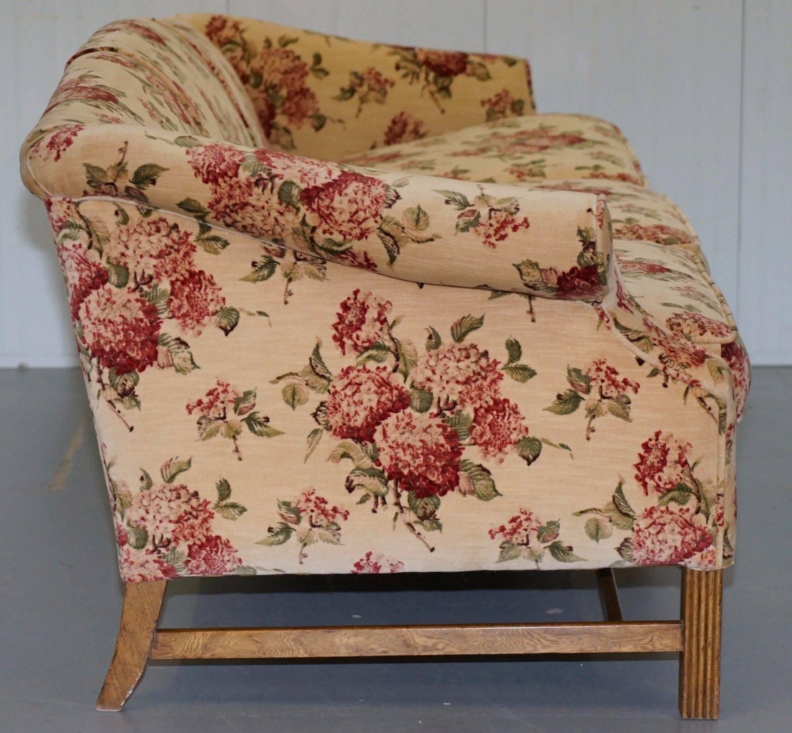 Hand-Crafted Regency Chippendale Style Camel Back Humpback Floral Upholstery Large Sofa