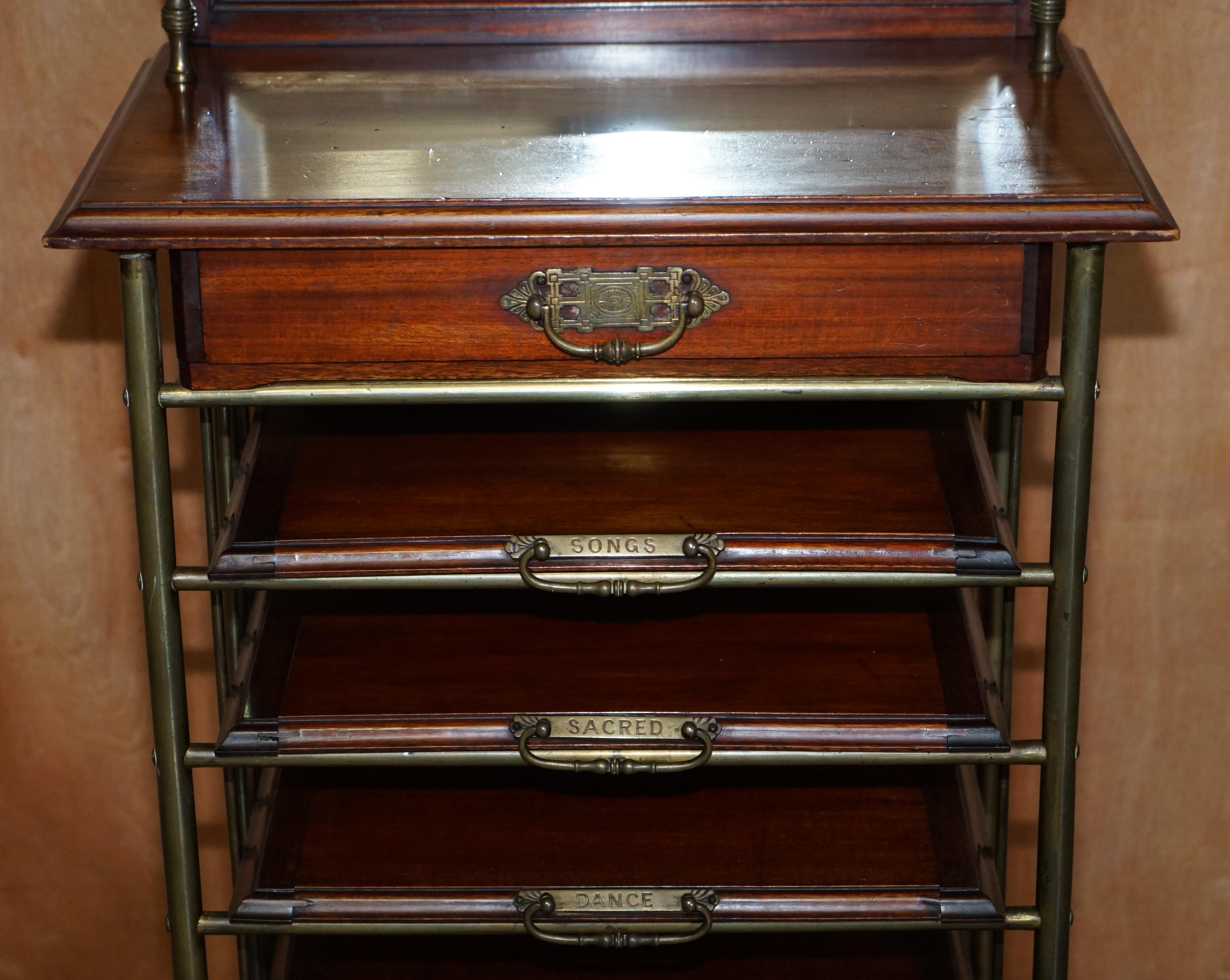 Brass Regency circa 1810 Gilt Bronze and Hardwood Sheet Music Stand Chest of Drawers