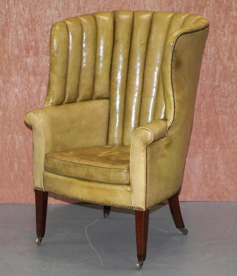 Regency circa 1815 Fluted Barrel Back Leather Wing Armchair and ...