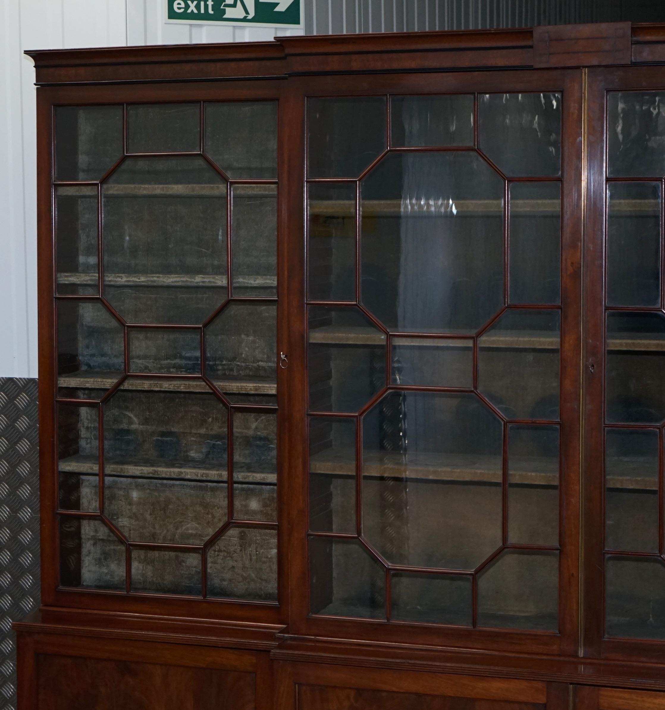 Early 19th Century Regency circa 1820 Astral Glazed Breakfront Library Bookcase Pharmacy Cabinet
