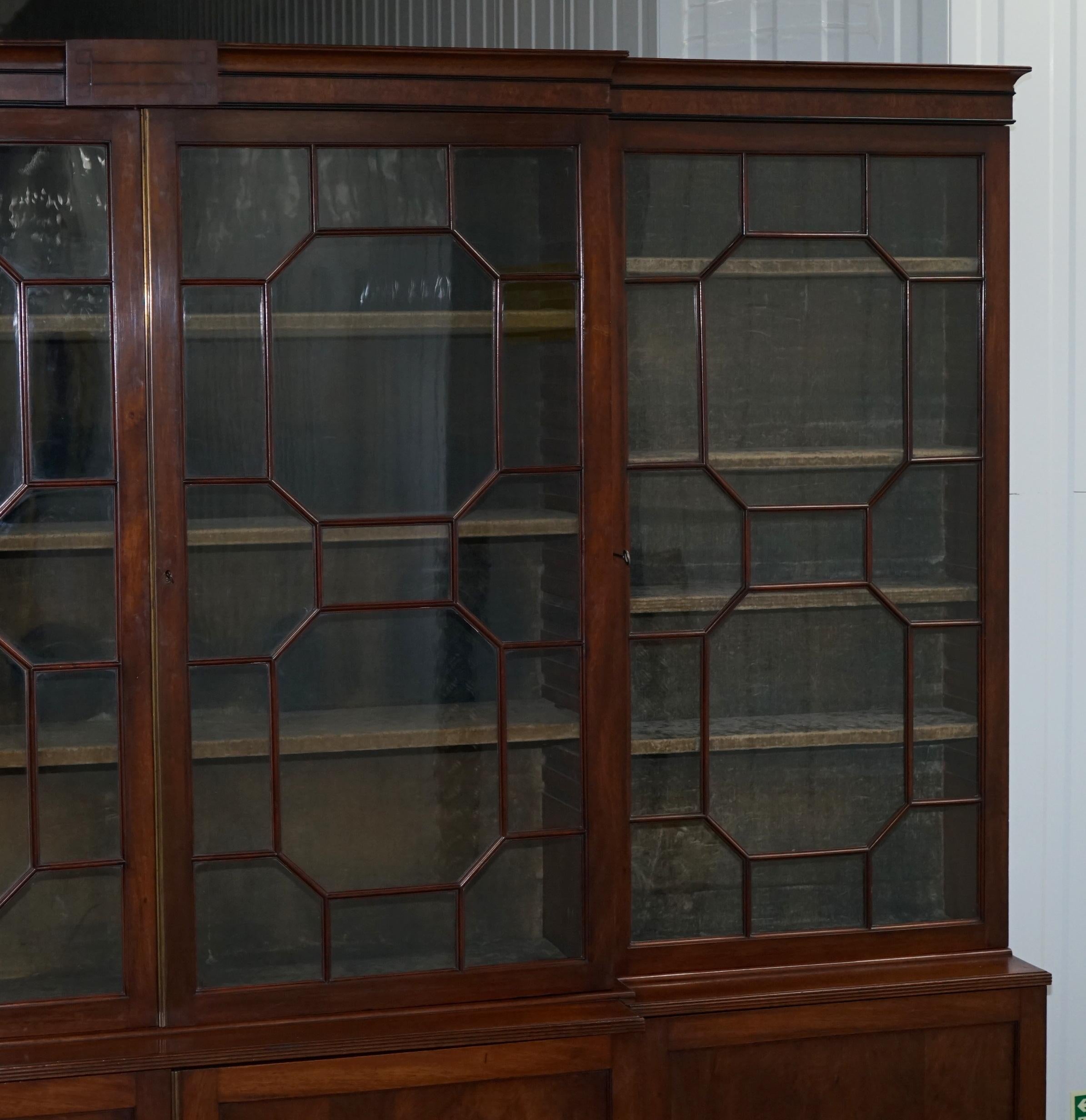 Glass Regency circa 1820 Astral Glazed Breakfront Library Bookcase Pharmacy Cabinet