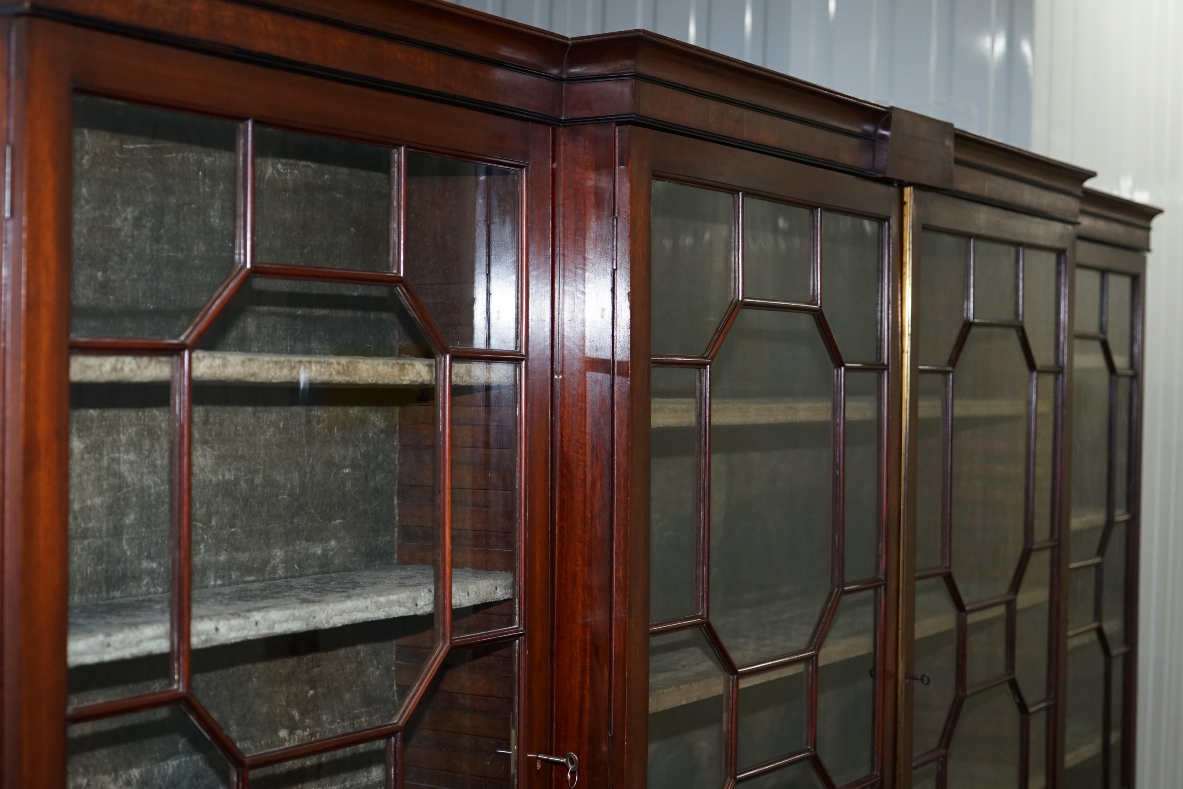 Regency circa 1820 Astral Glazed Breakfront Library Bookcase Pharmacy Cabinet 1