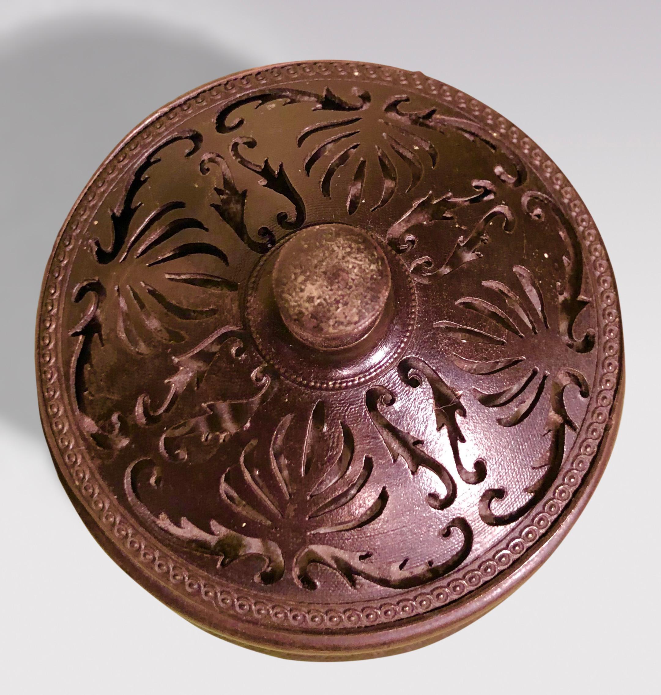 Victorian Regency circular bronze inkwell For Sale