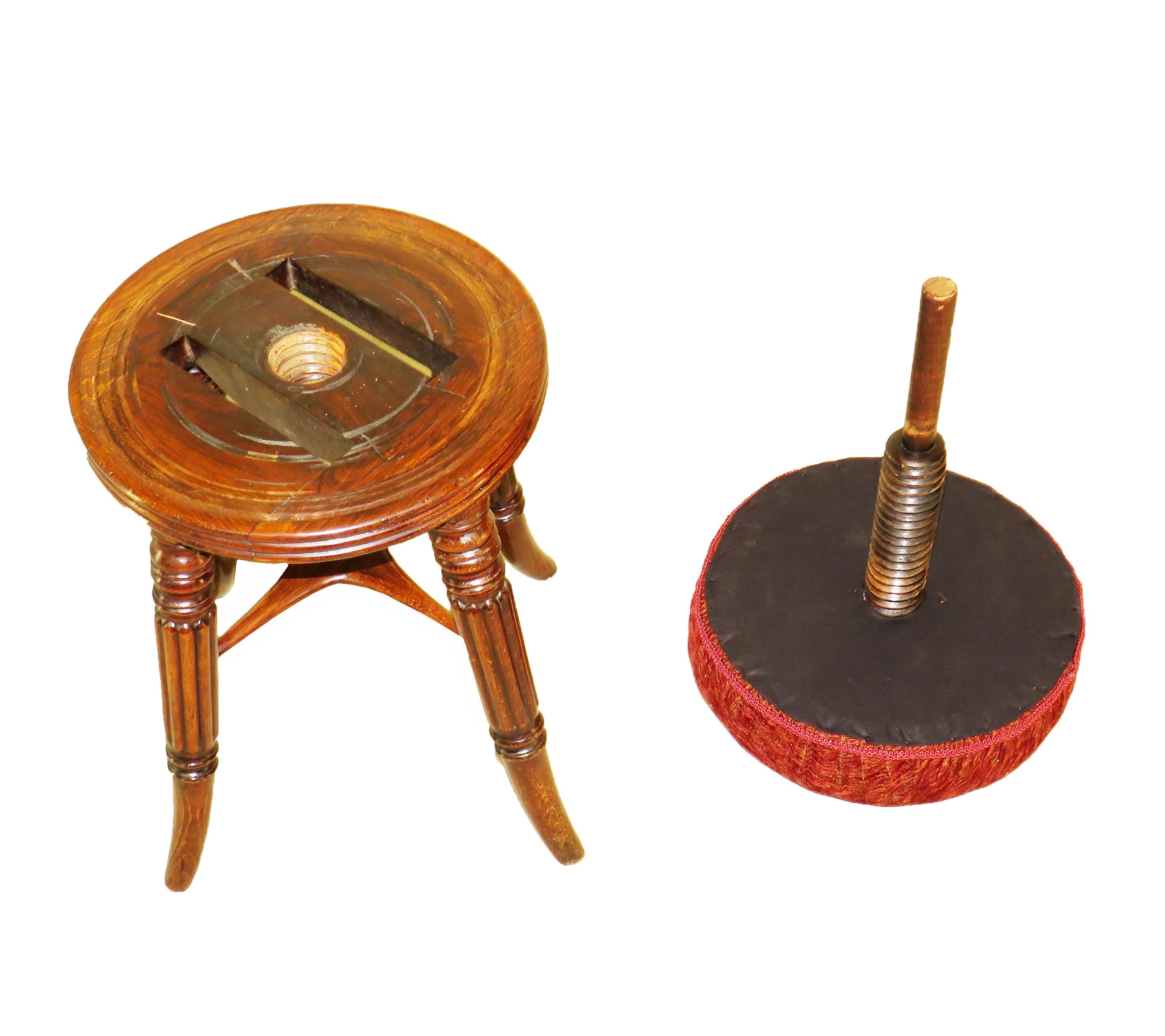 19th Century Regency Circular Mahogany Adjustable Piano Stool