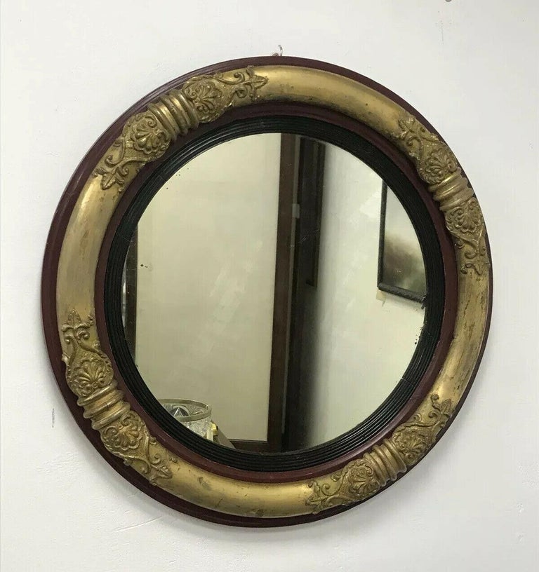 Regency Circular Wall Mirror with Ornate Gold Gilt Frame Antique For