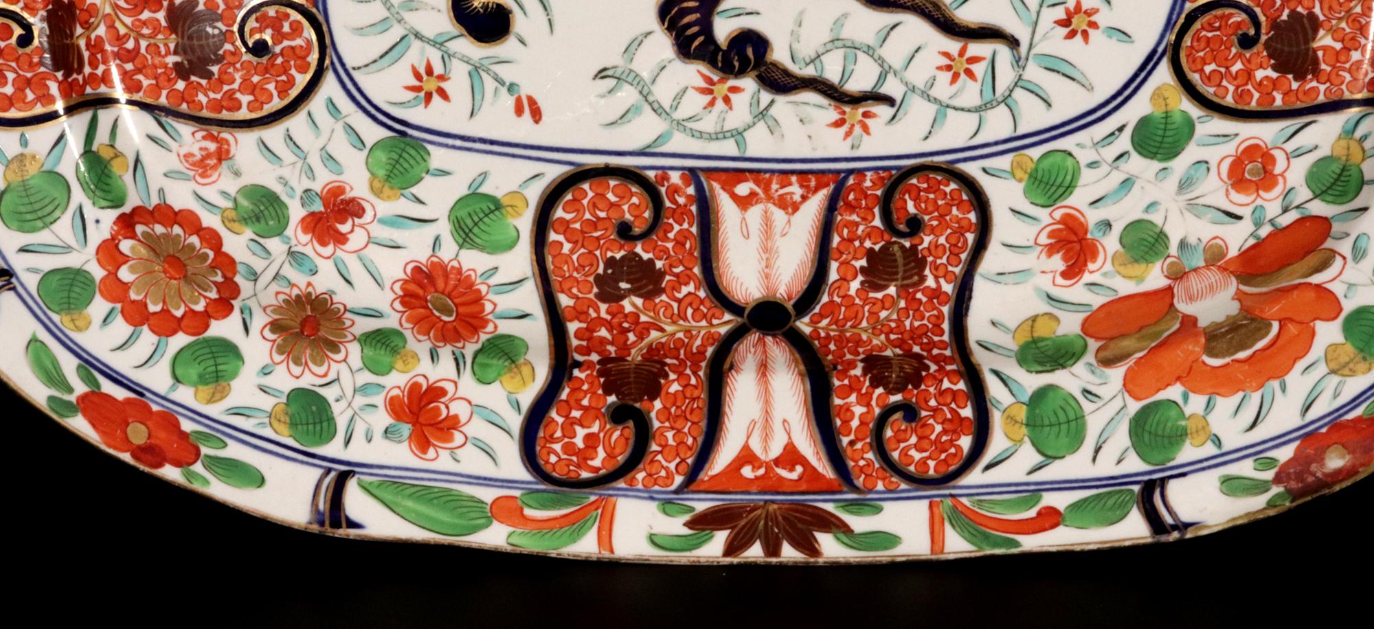 Regency Coalport “Imari Dragon” Porcelain Dish Mounted as Cocktail Table For Sale 5