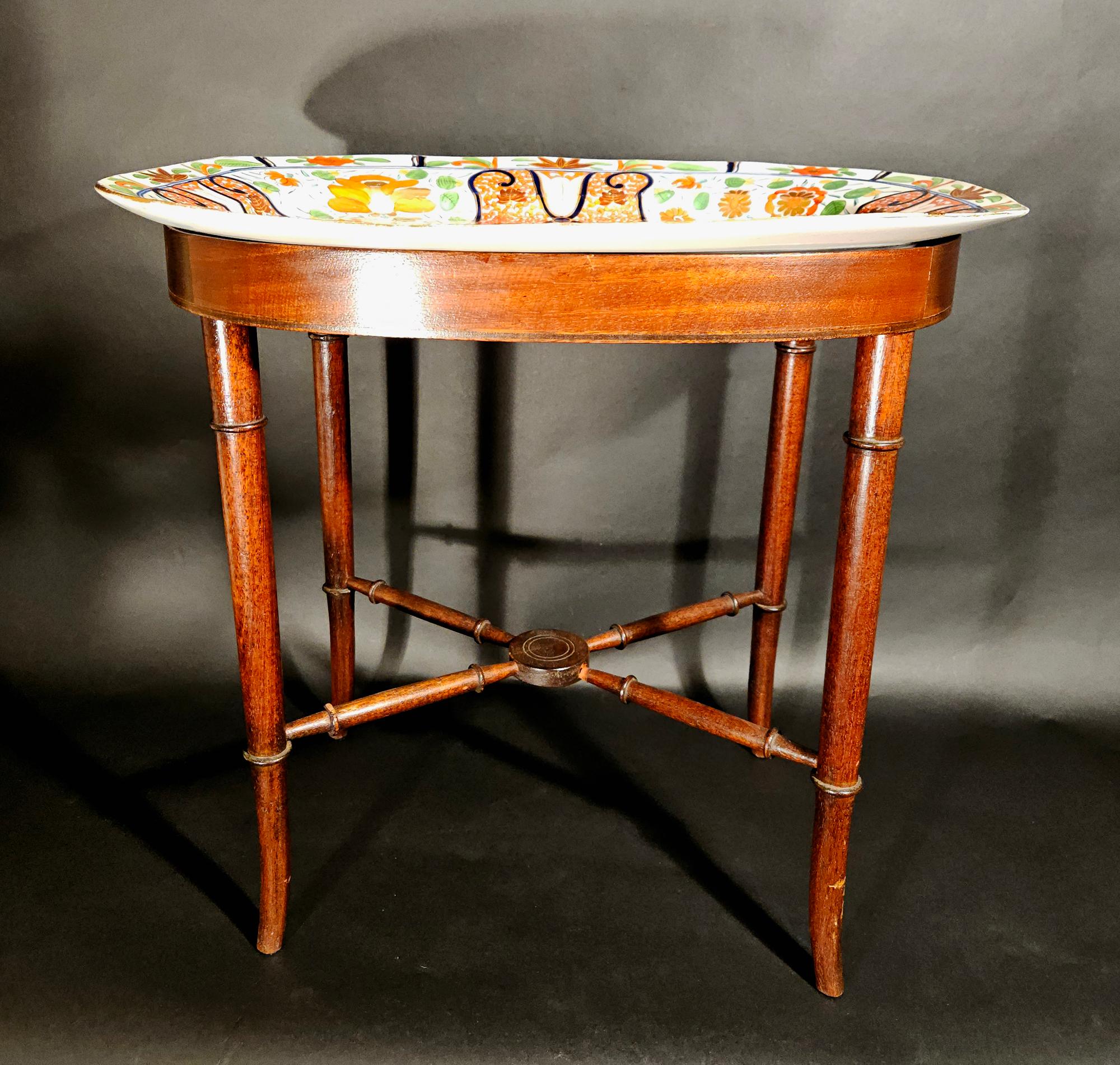 19th Century Regency Coalport “Imari Dragon” Porcelain Dish Mounted as Cocktail Table For Sale