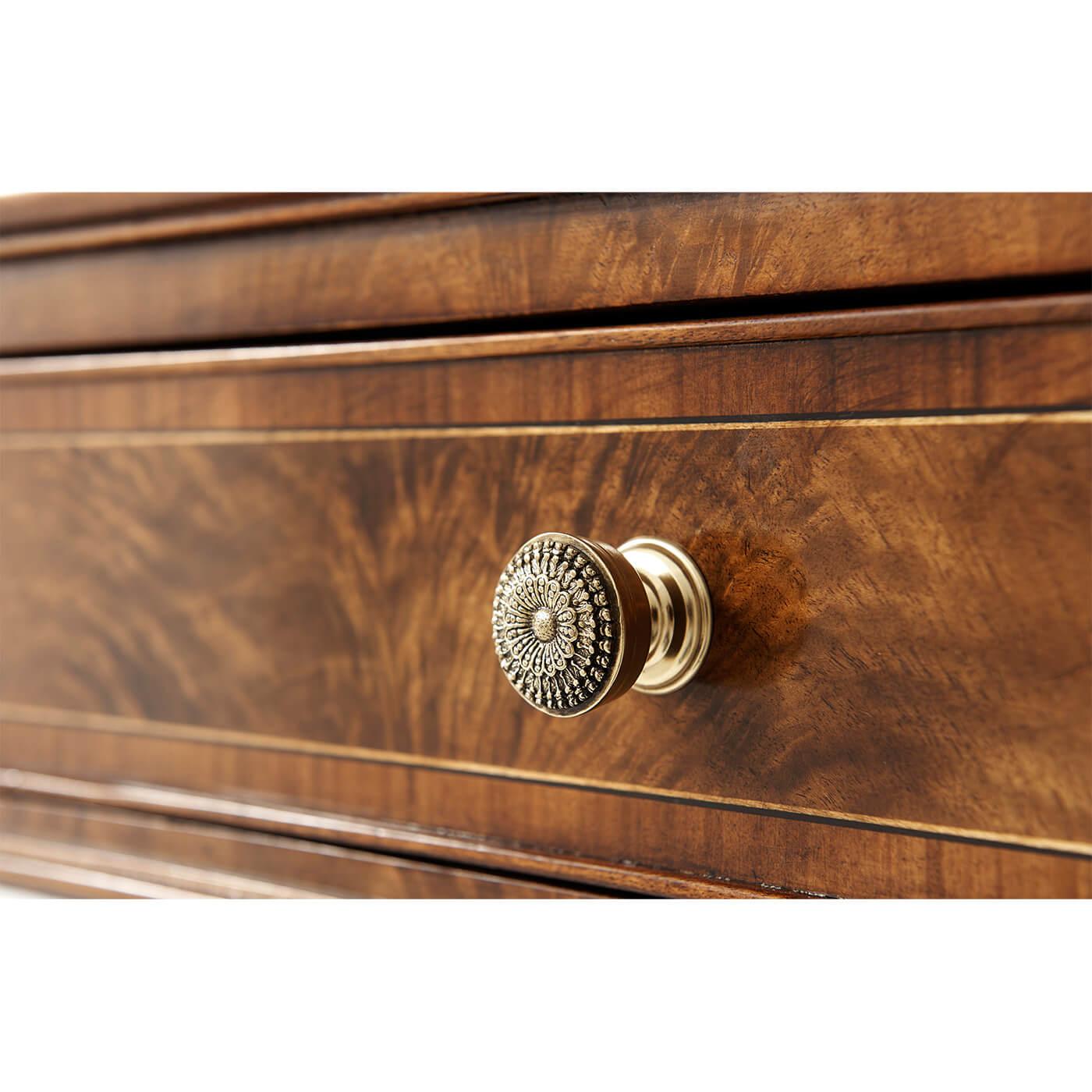 Brass Regency Concave Front Console For Sale
