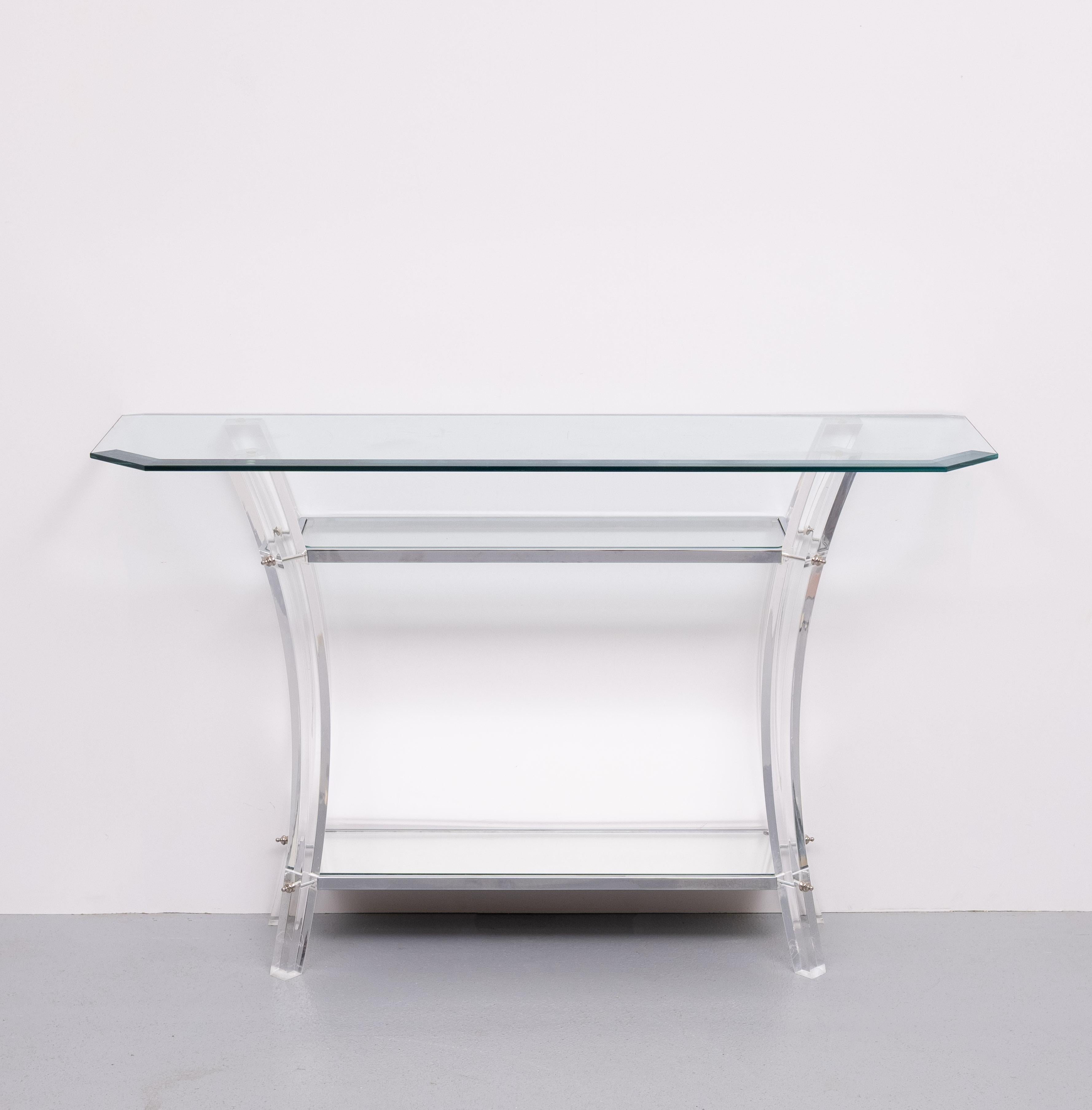 Français Console et miroir Regency en chrome  1970s  France en vente