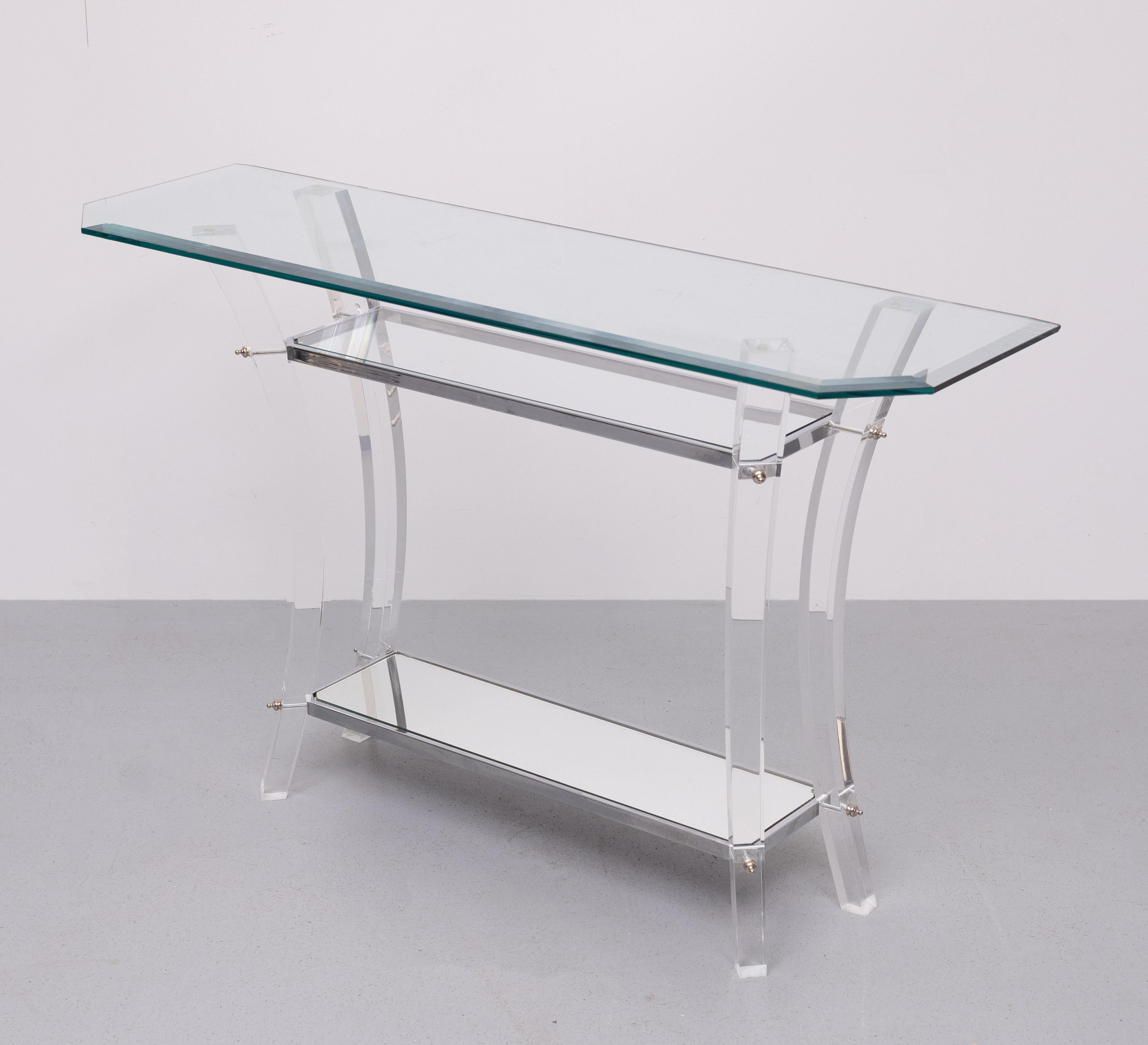 Fin du 20e siècle Console et miroir Regency en chrome  1970s  France en vente