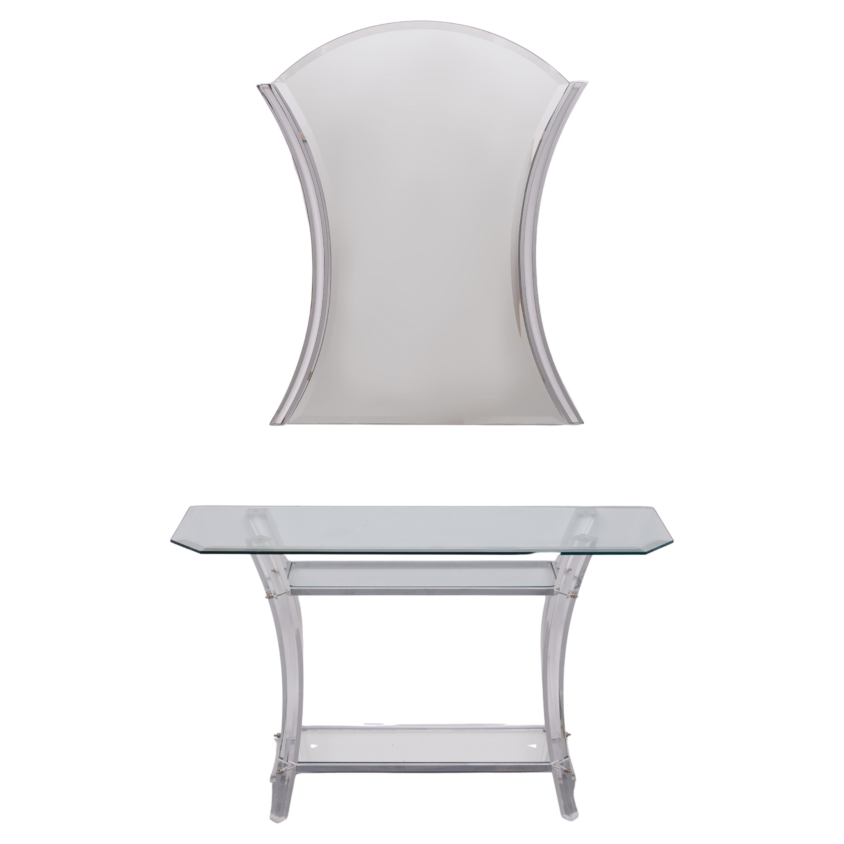 Console et miroir Regency en chrome  1970s  France en vente
