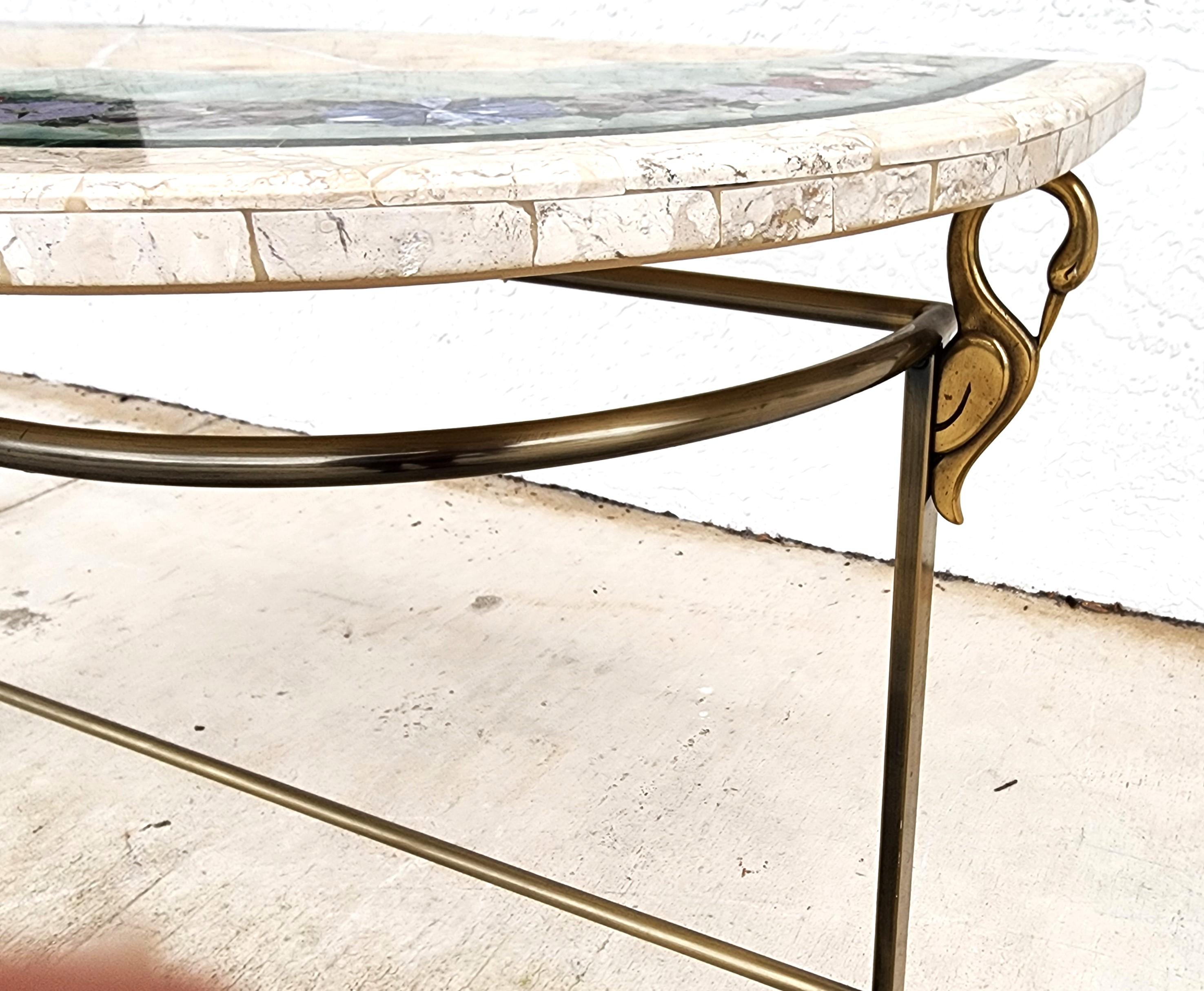 Regency Console Table Brass Swans Inlaid Onyx For Sale 2