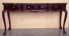 Regency Console Table with Three drawers and Black Marble