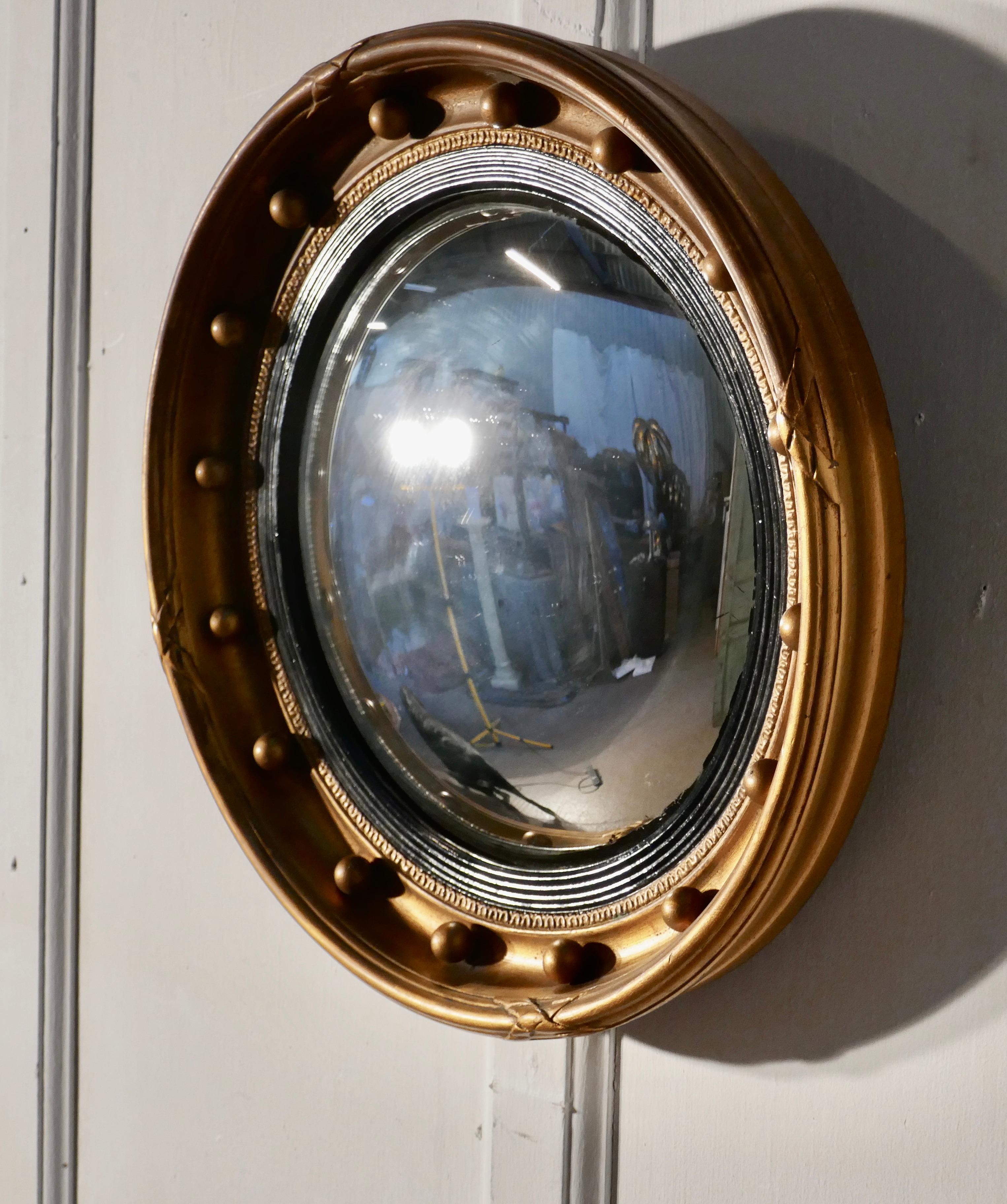 20th Century Regency Convex Gilt Wall Mirror