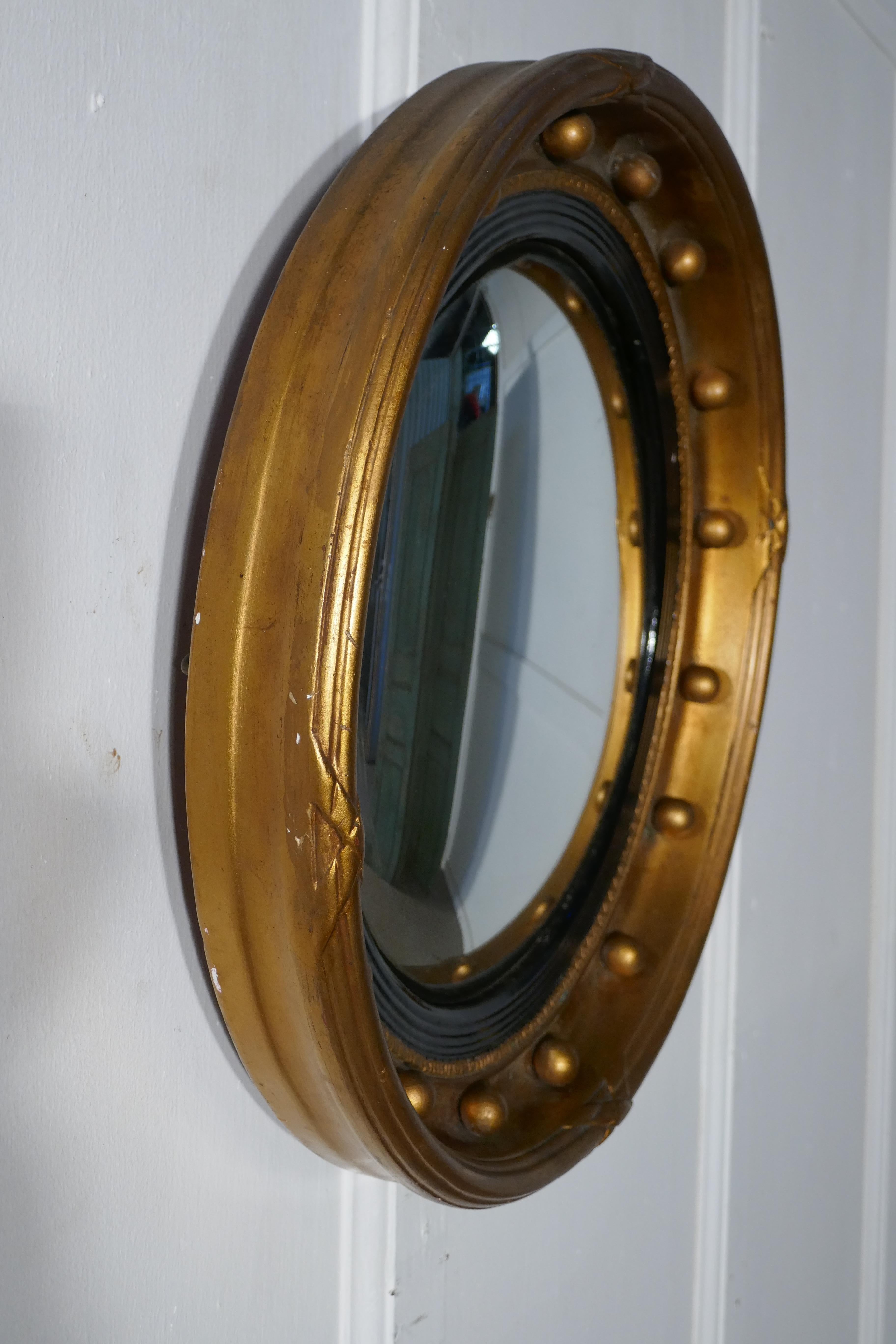 19th Century Regency Convex Gilt Wall Mirror