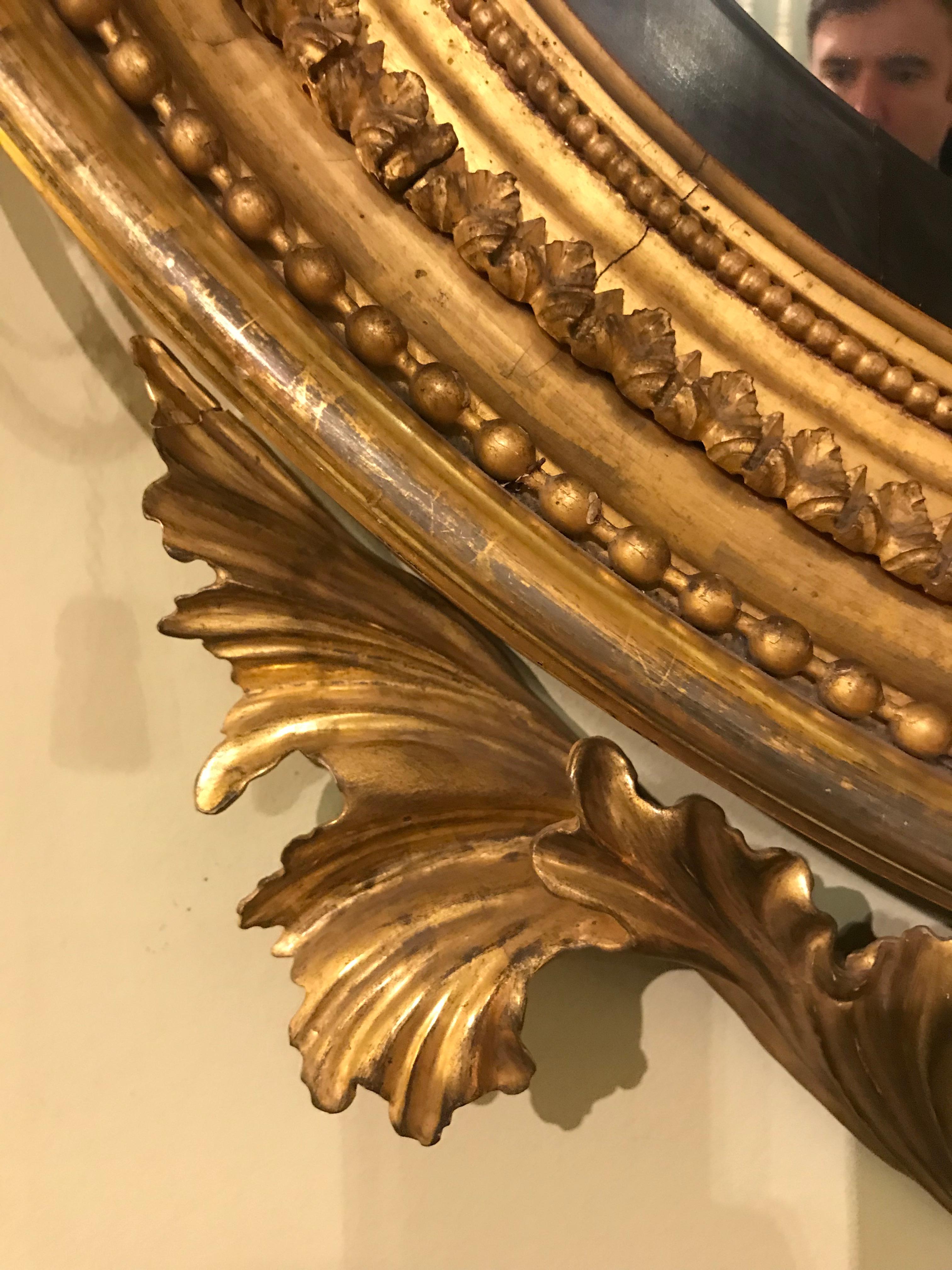 Carved  Regency Convex Mirror of large scale