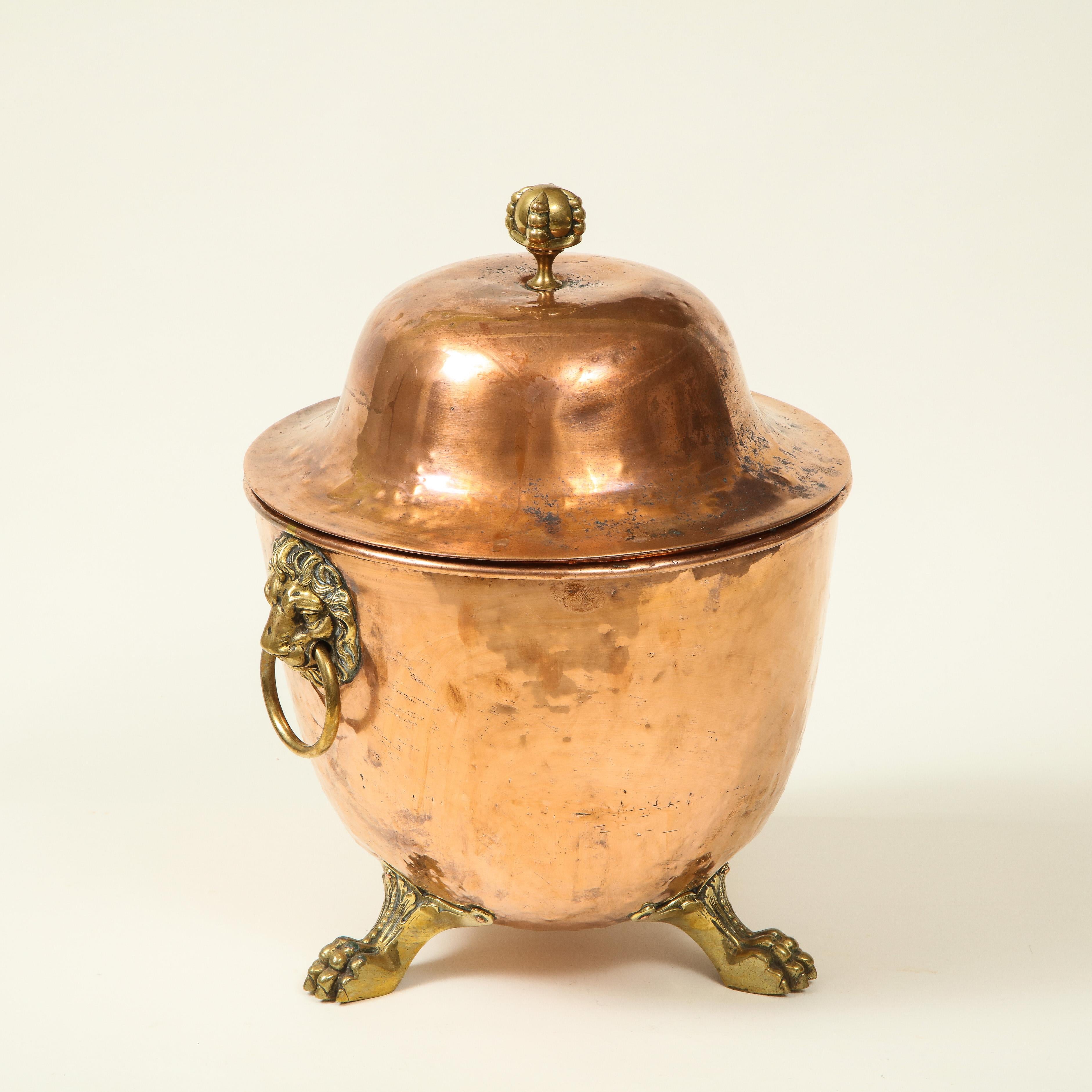 British Regency Copper and Brass Urn-Form Coal Hod For Sale