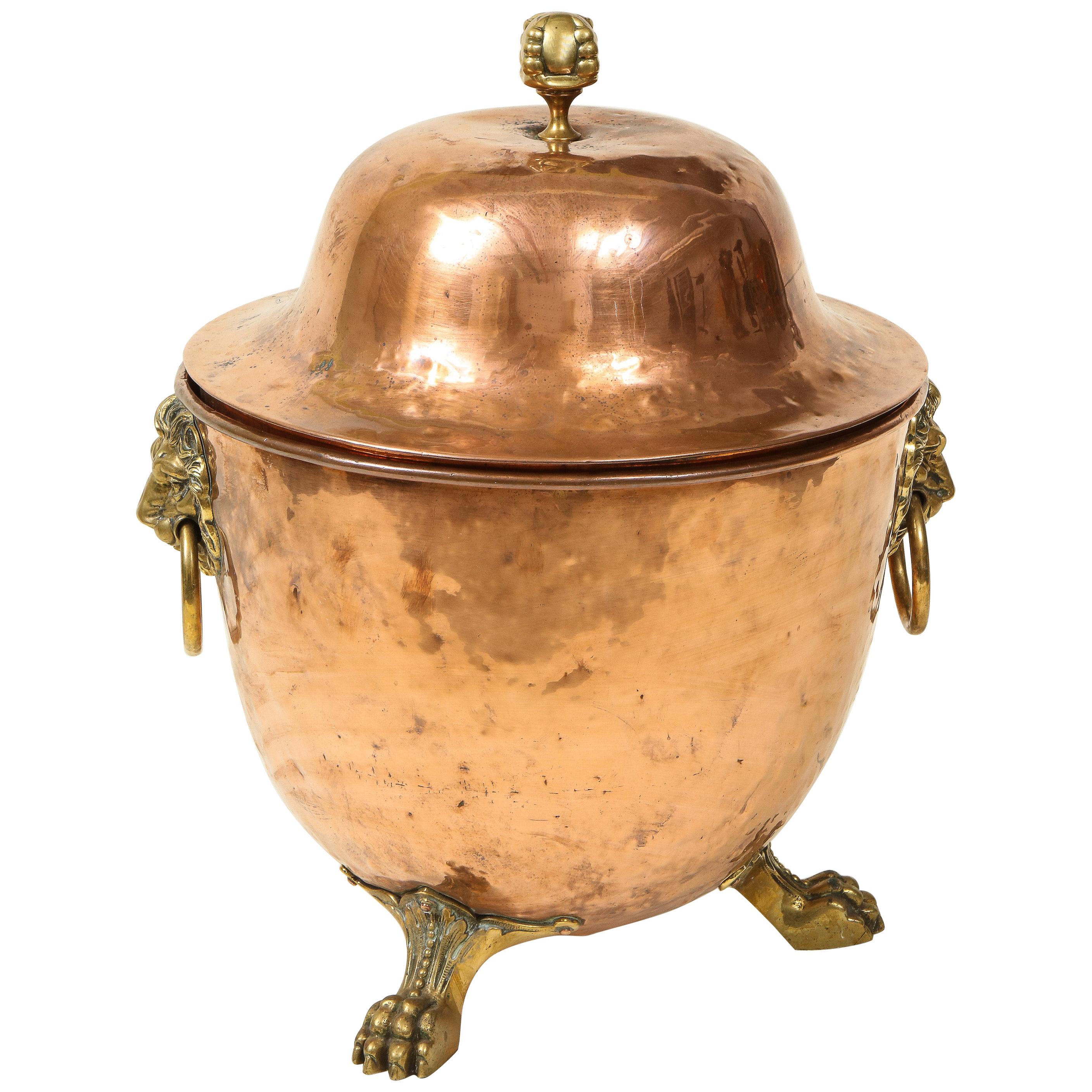 Regency Copper and Brass Urn-Form Coal Hod