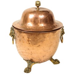 Antique Regency Copper and Brass Urn-Form Coal Hod