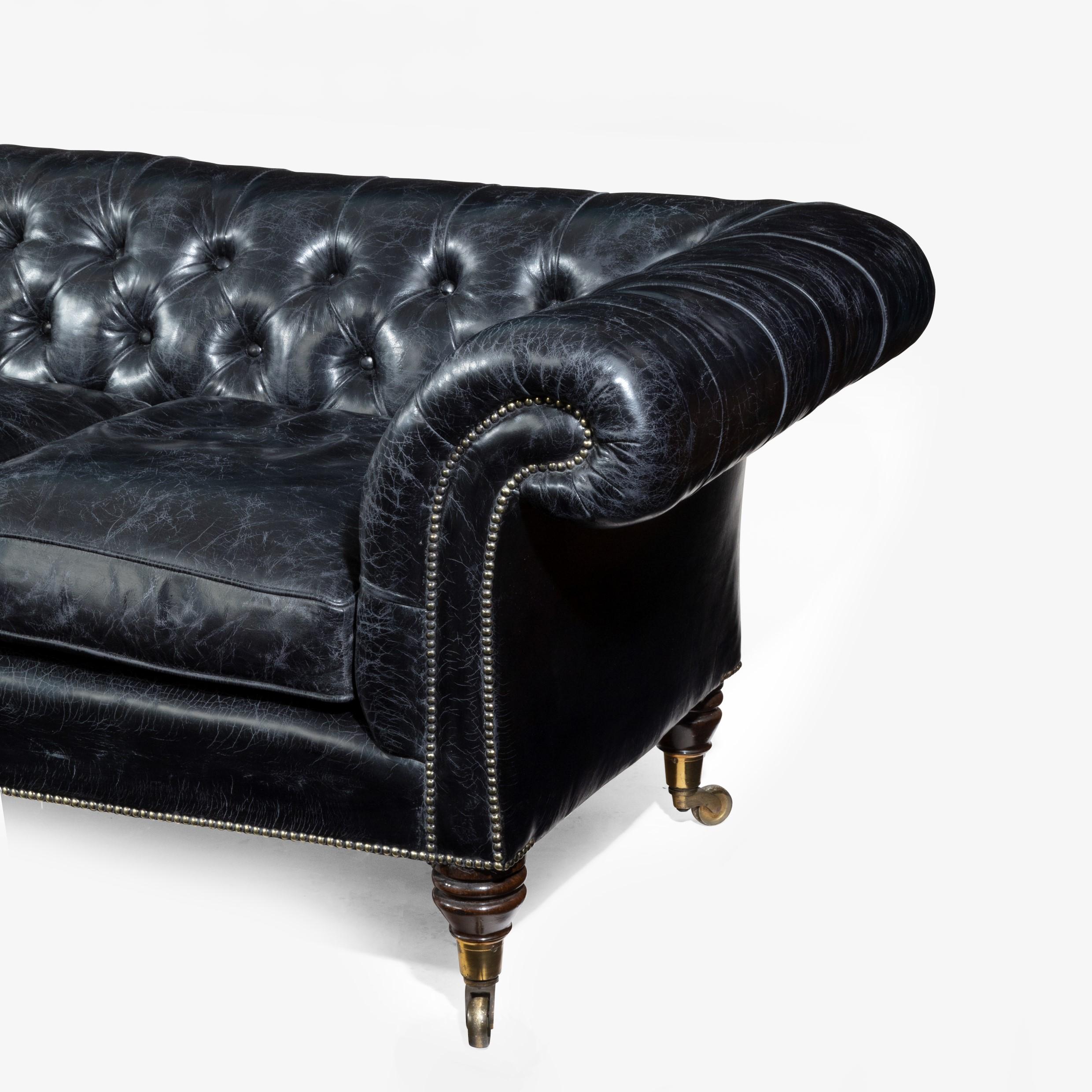 Leather Regency Country House Three-Seat Sofa/Chesterfield