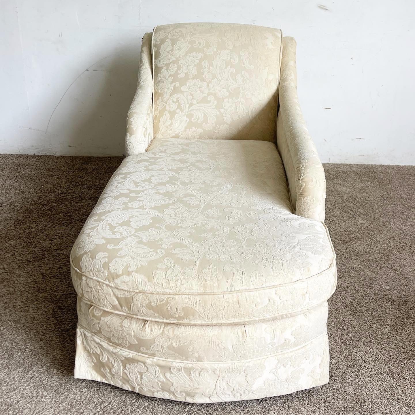 American Regency Cream Fabric Chaise Lounge For Sale