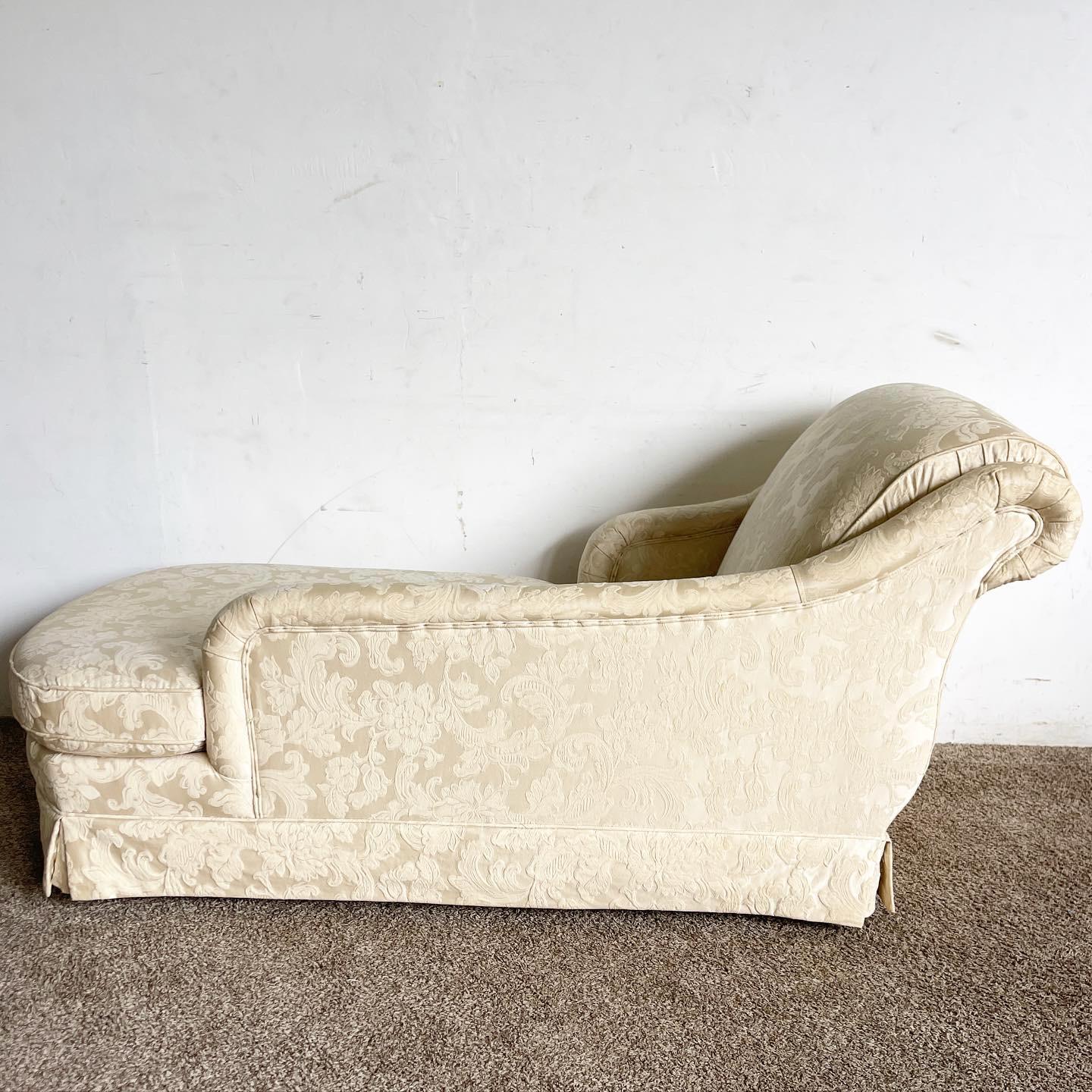 Regency Cream Fabric Chaise Lounge For Sale 1