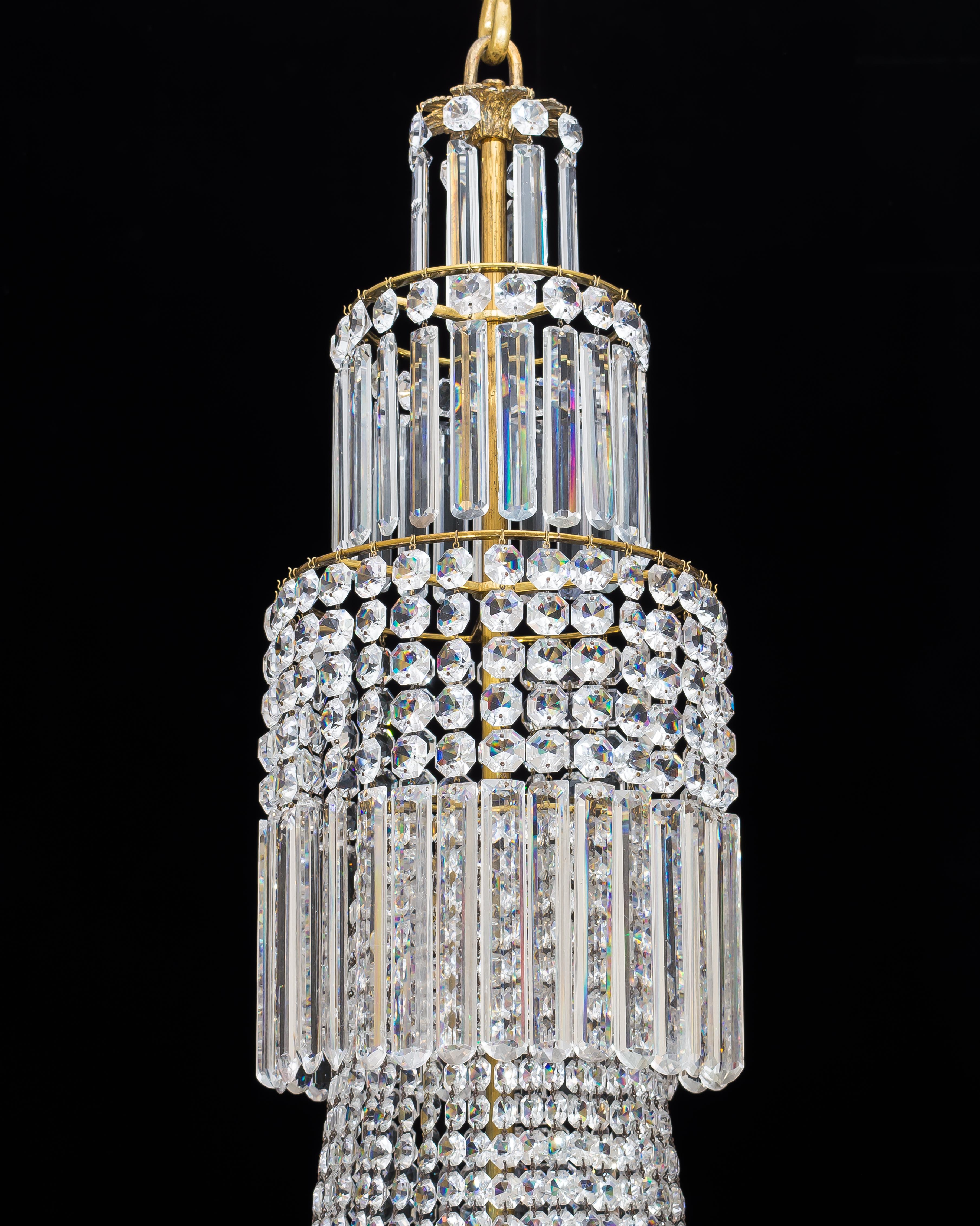 Early 19th Century Regency Crystal Chandelier of Classic Tent and Basket Design by John Blades