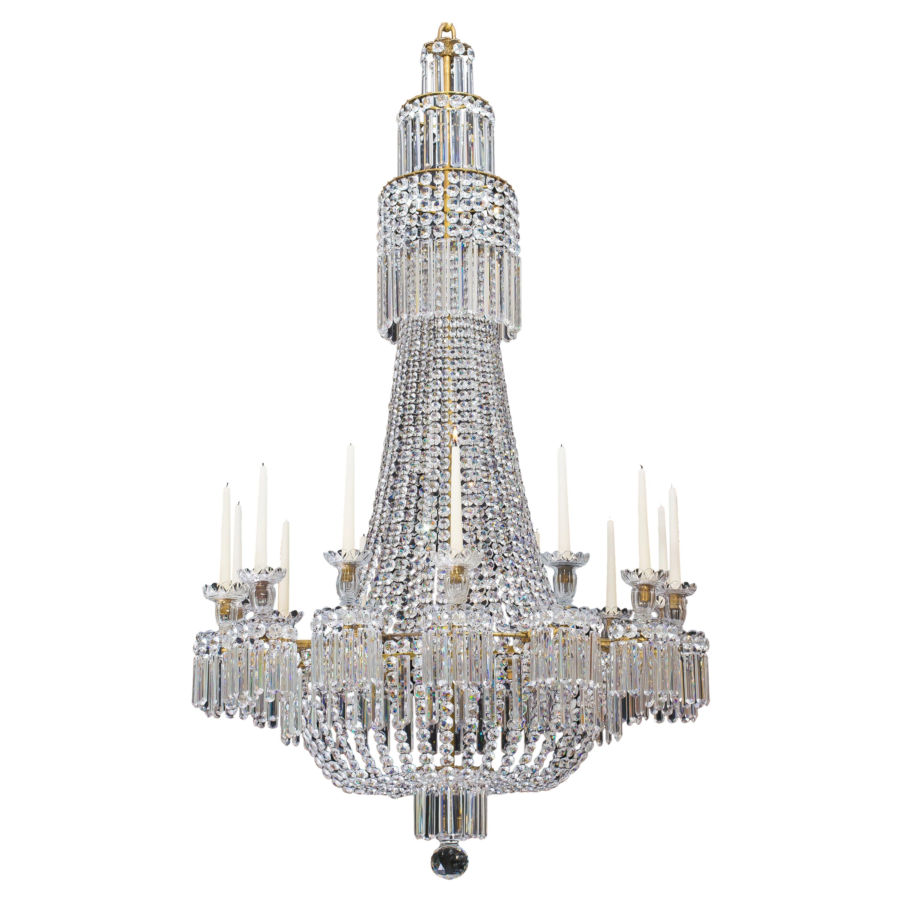 Regency Crystal Chandelier of Classic Tent and Basket Design by John Blades