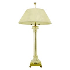 Regency Crystal Column & BrassTable Lamp