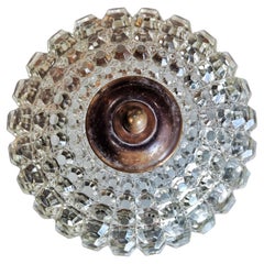 Regency Crystal Flush Mount or Sconce with Bronze Fixture, Austria 1950s