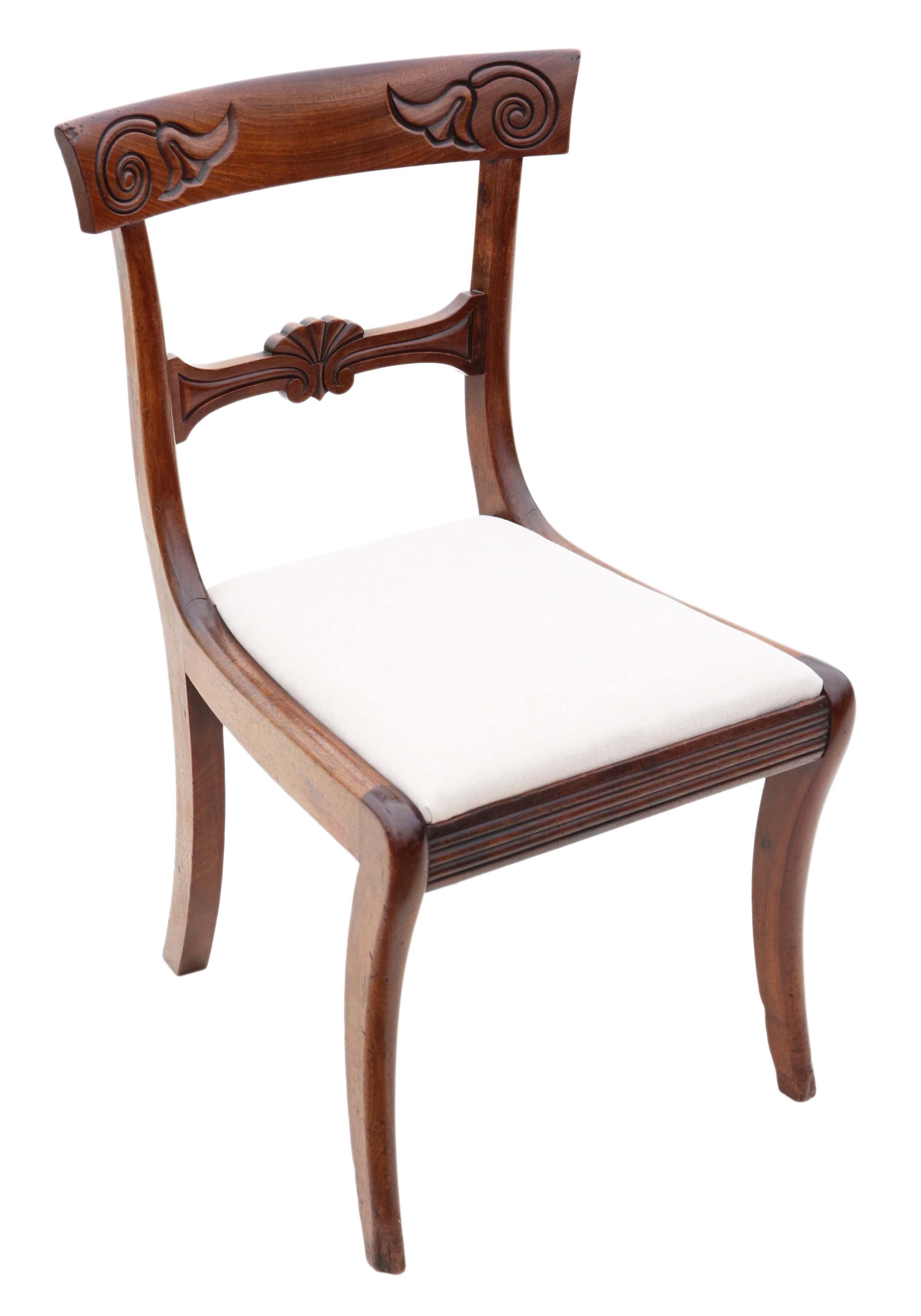 Regency Cuban Mahogany Dining Chairs: Set of 6 (4+2), Antique Quality, C1825 For Sale 10