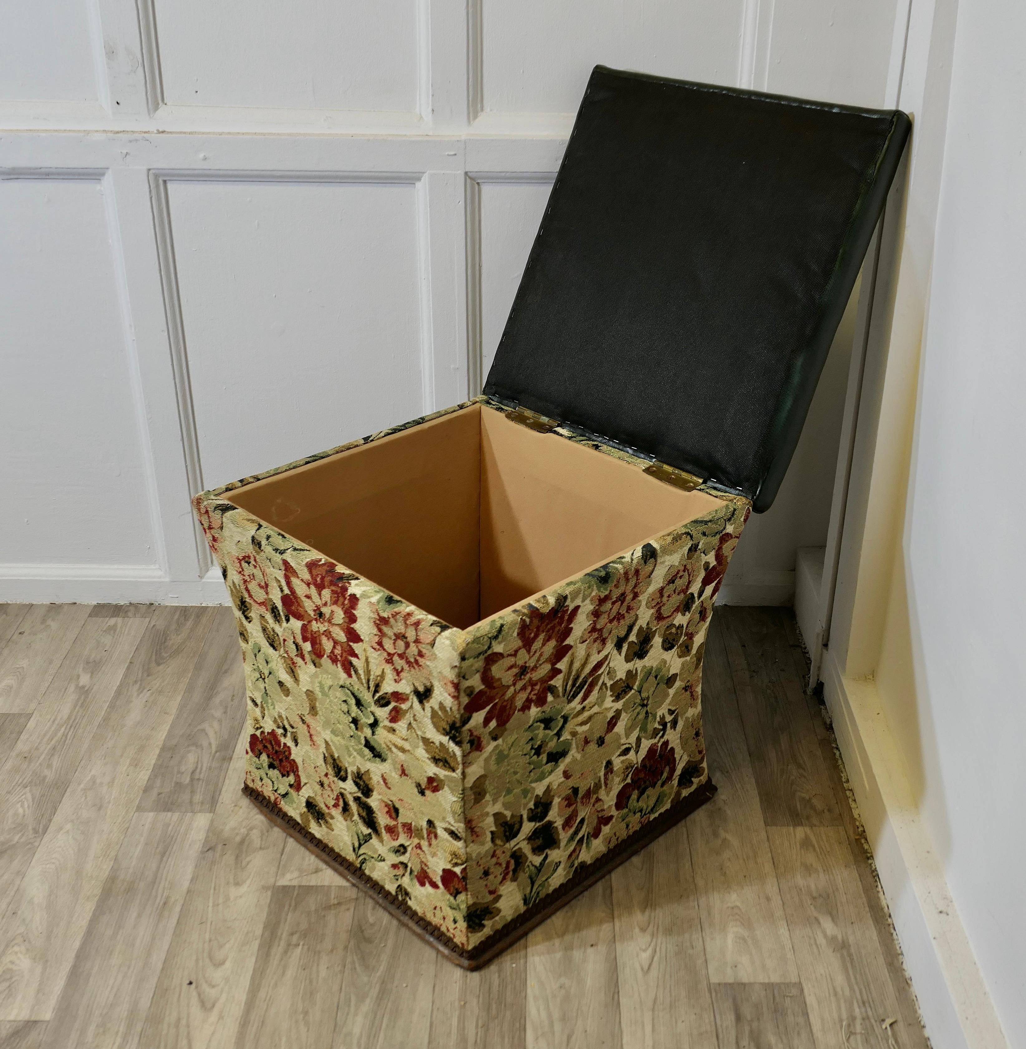 Brocade Regency Curved Upholstered Ottoman or Window Stool For Sale