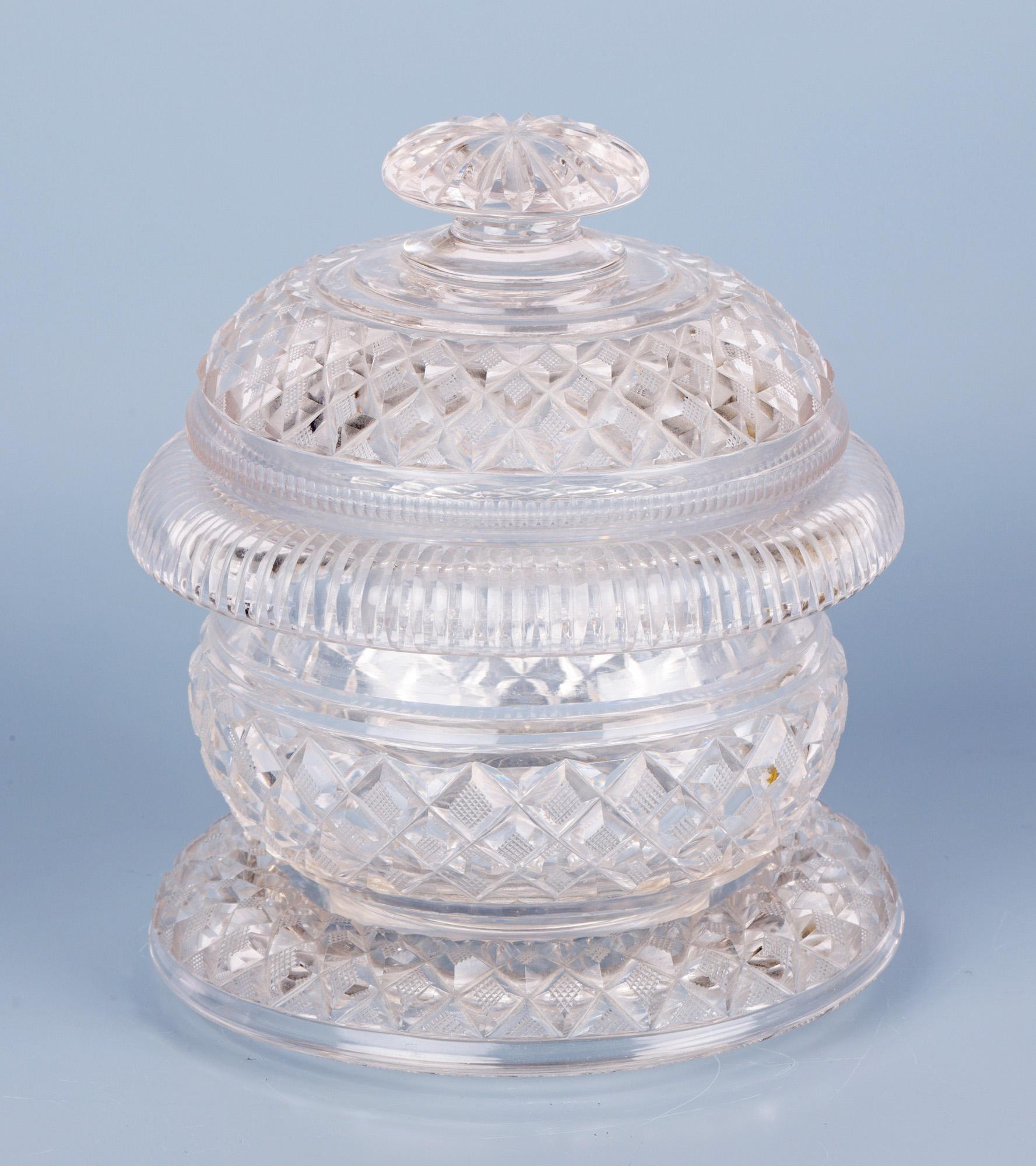 Regency Cut Glass Butter Dish and Stand For Sale 1