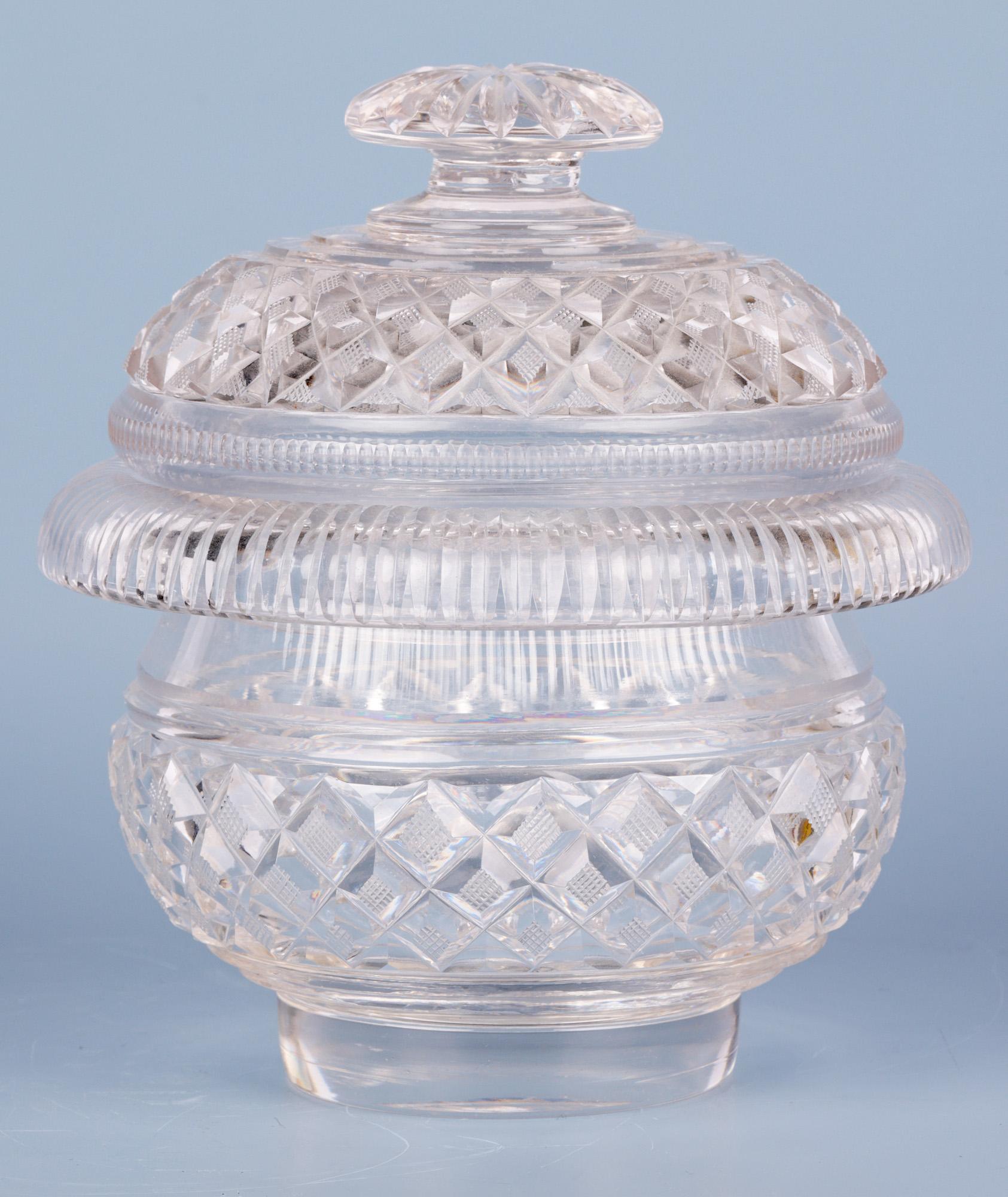 Regency Cut Glass Butter Dish and Stand For Sale 6