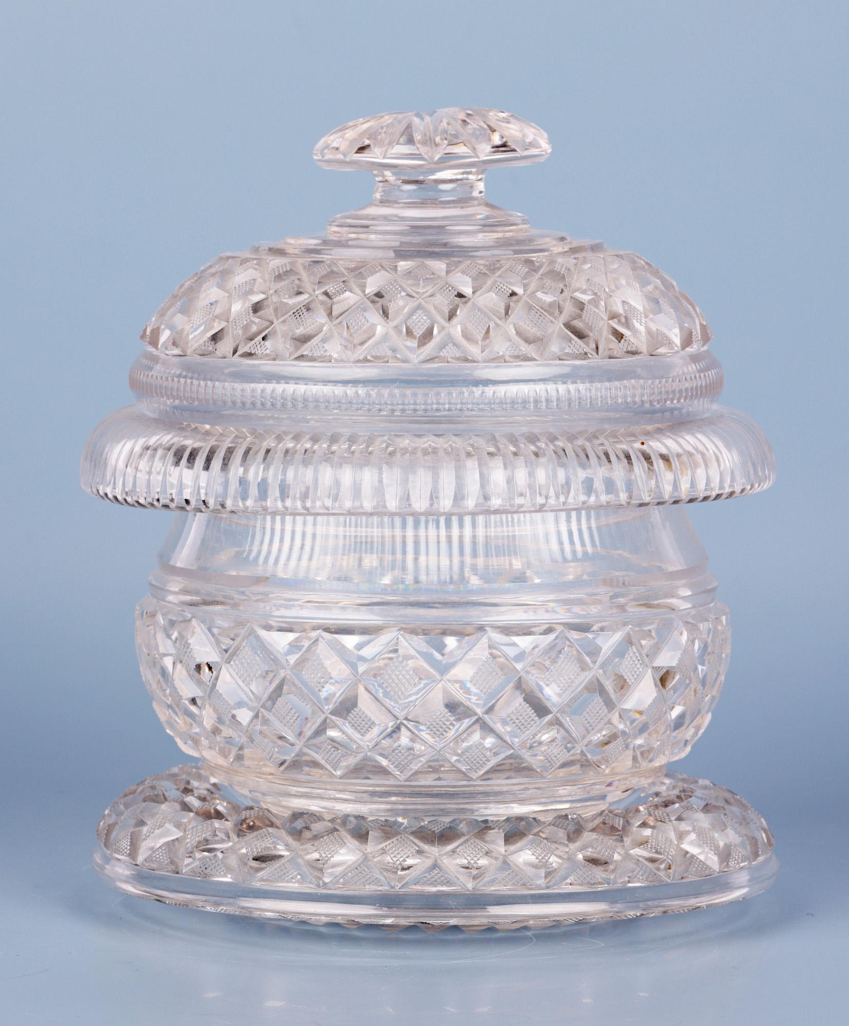 Regency Cut Glass Butter Dish and Stand For Sale 10