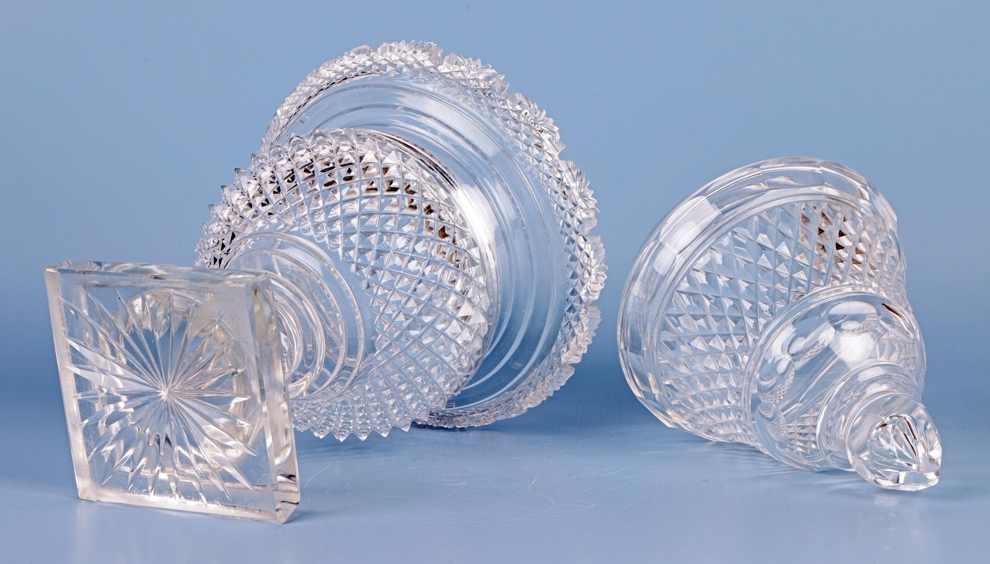 Regency Cut Glass Lidded Pedestal Jar For Sale 5